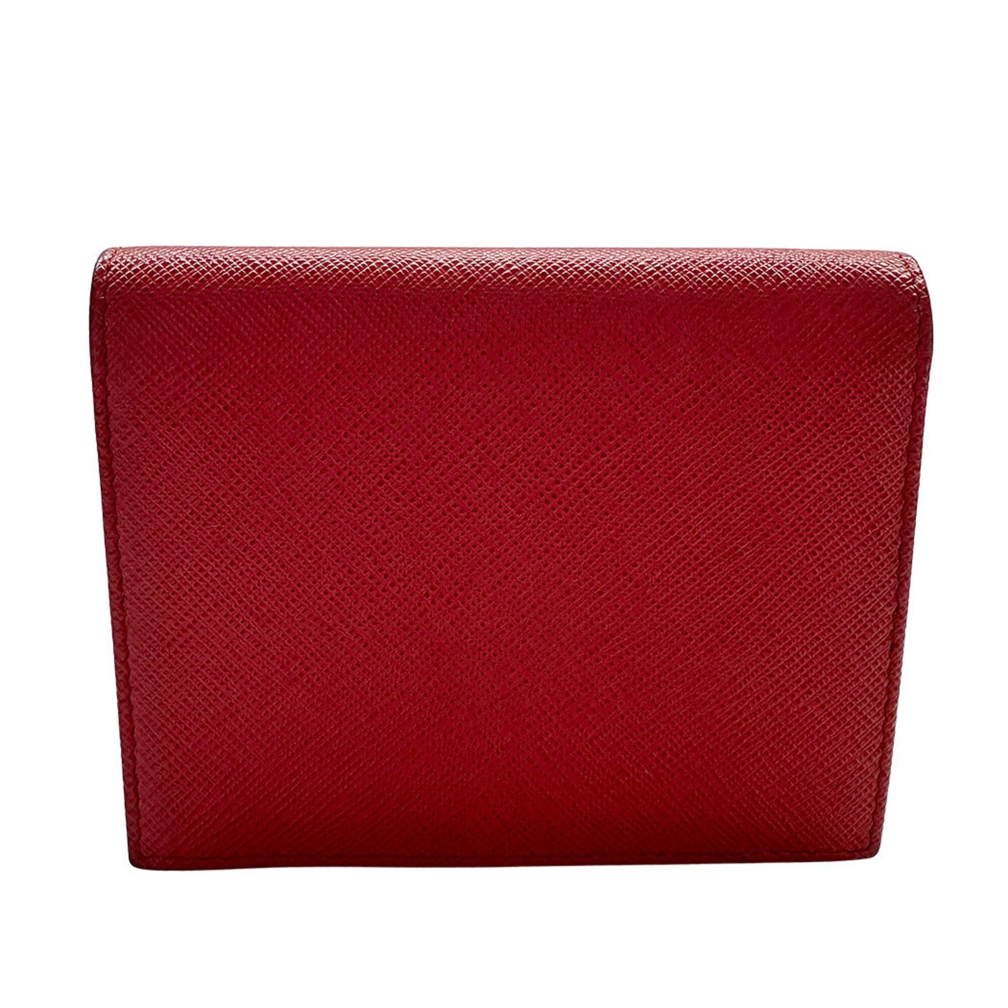 Prada Red Color Saffiano Wallet (Bi-Fold) (Pre-Owned)
