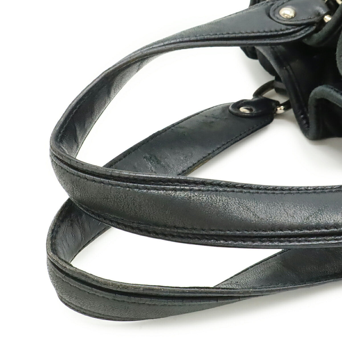 Christian Dior Black Nylon Leather Shoulder Bag Tote Bag (Pre-Owned)