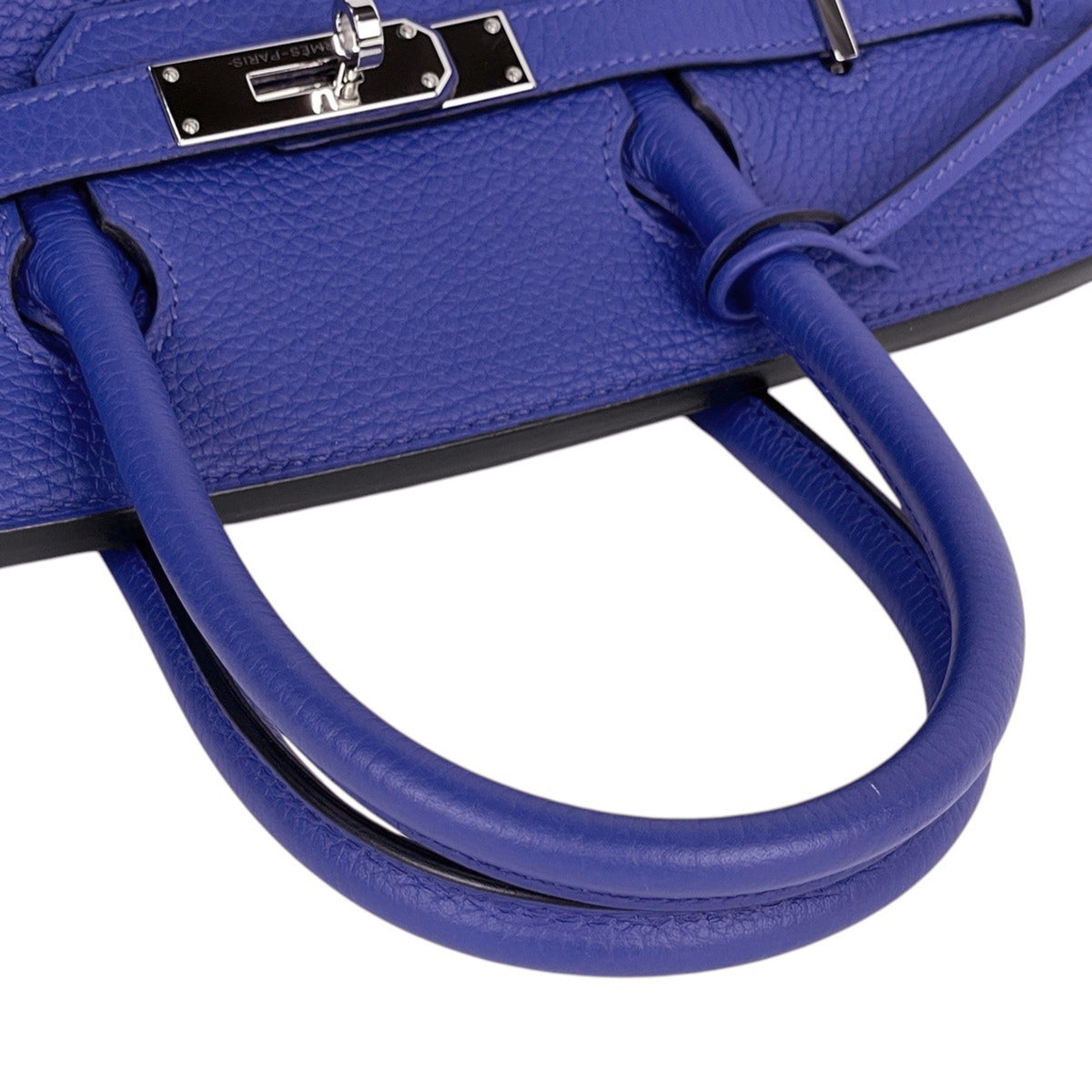 Hermes Birkin Blue Electric Taurillon Clemence Leather Handbag (Pre-Owned)