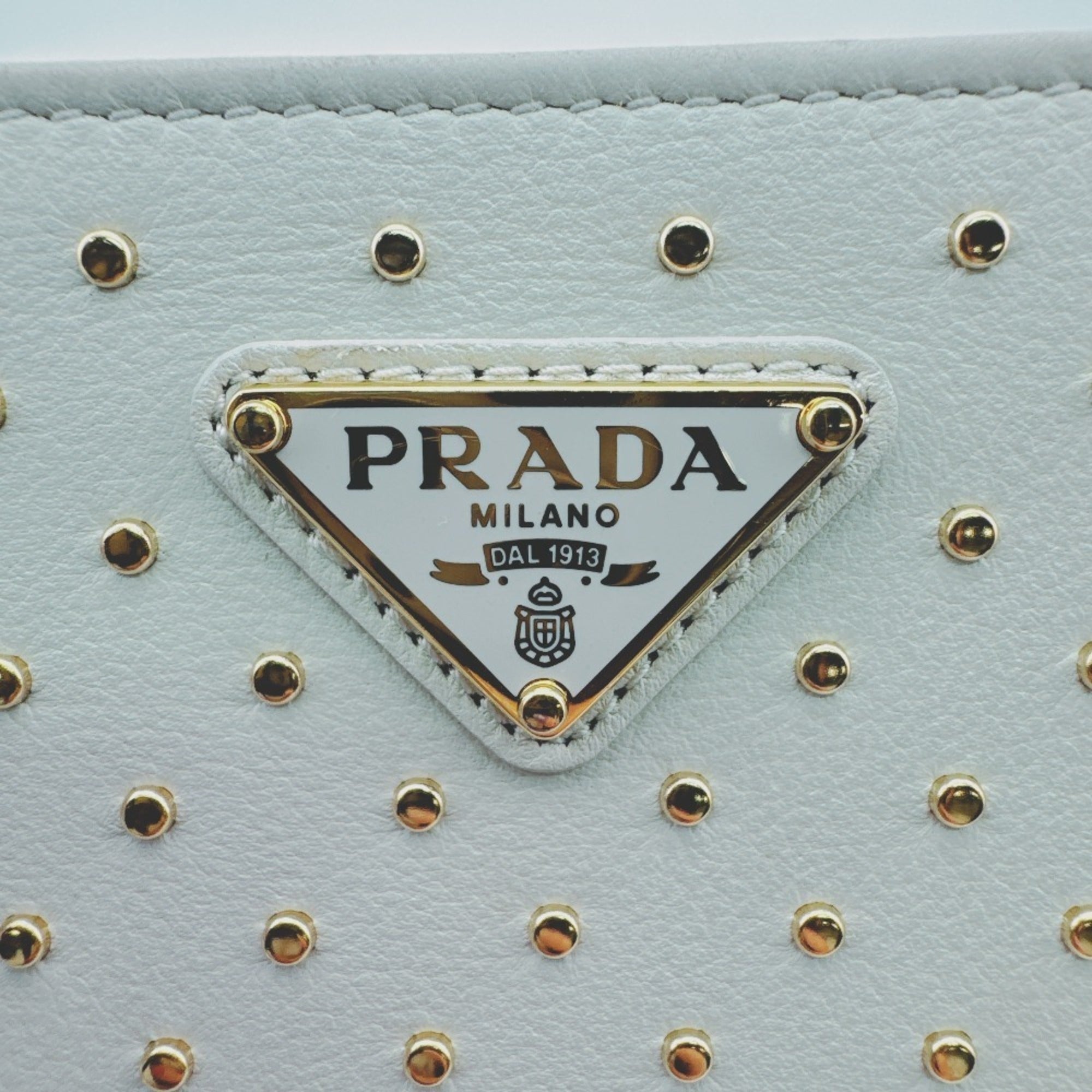 Prada Gold White Leather Wallet (Bi-Fold) (Pre-Owned)