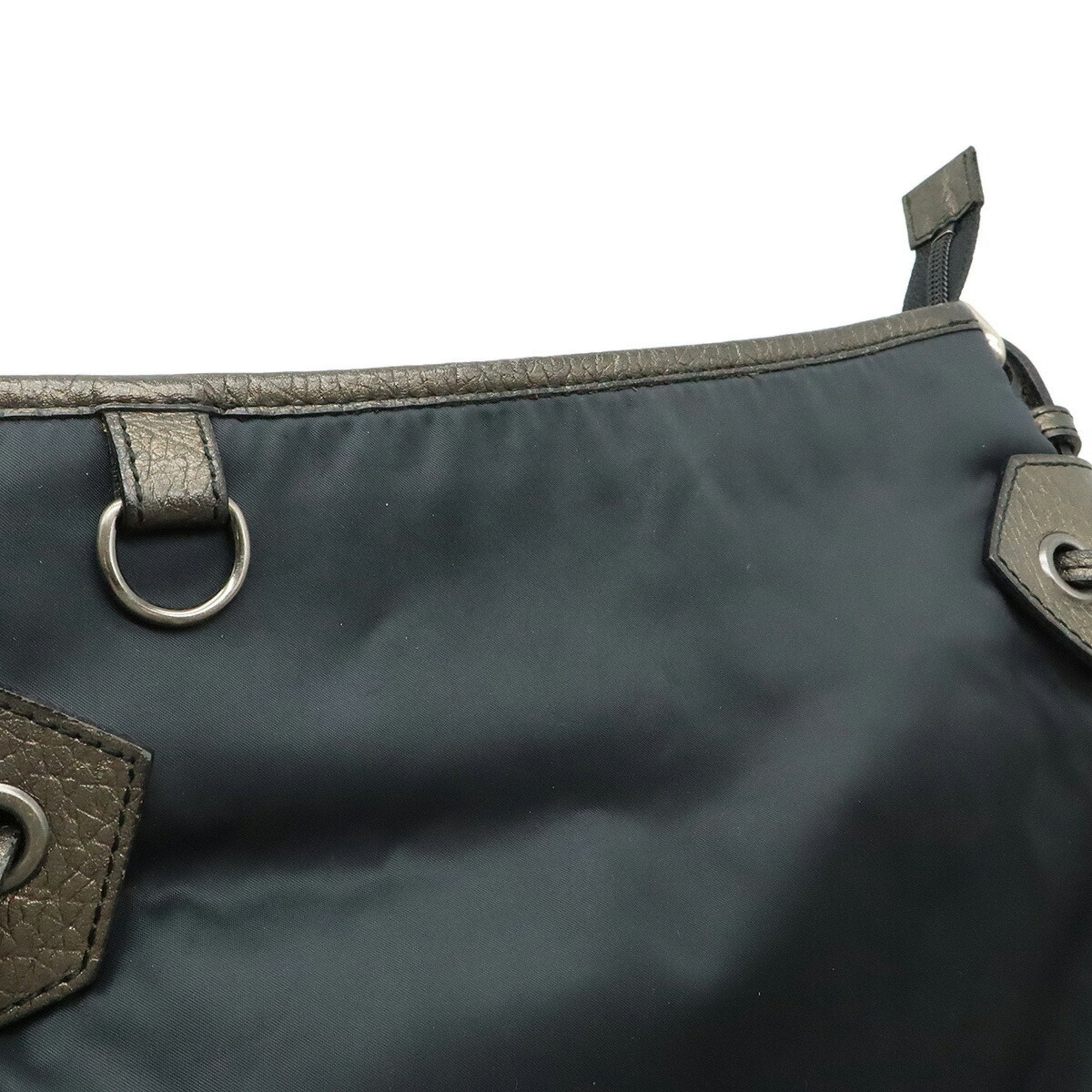 Burberry Black Metallic Brown Nylon Leather Shoulder Bag (Pre-Owned)