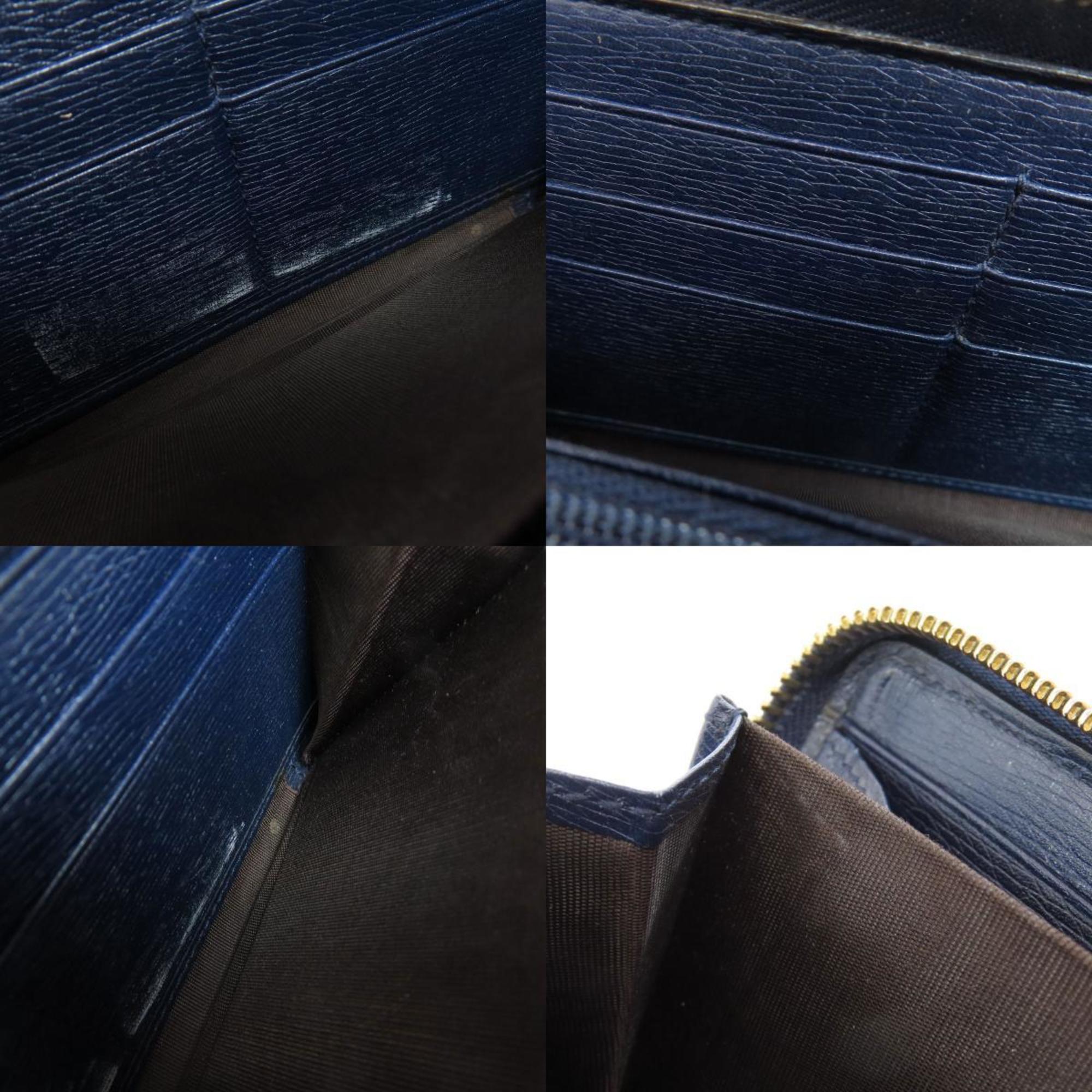 Gucci Navy Leather Long Wallet (Bi-Fold) (Pre-Owned)