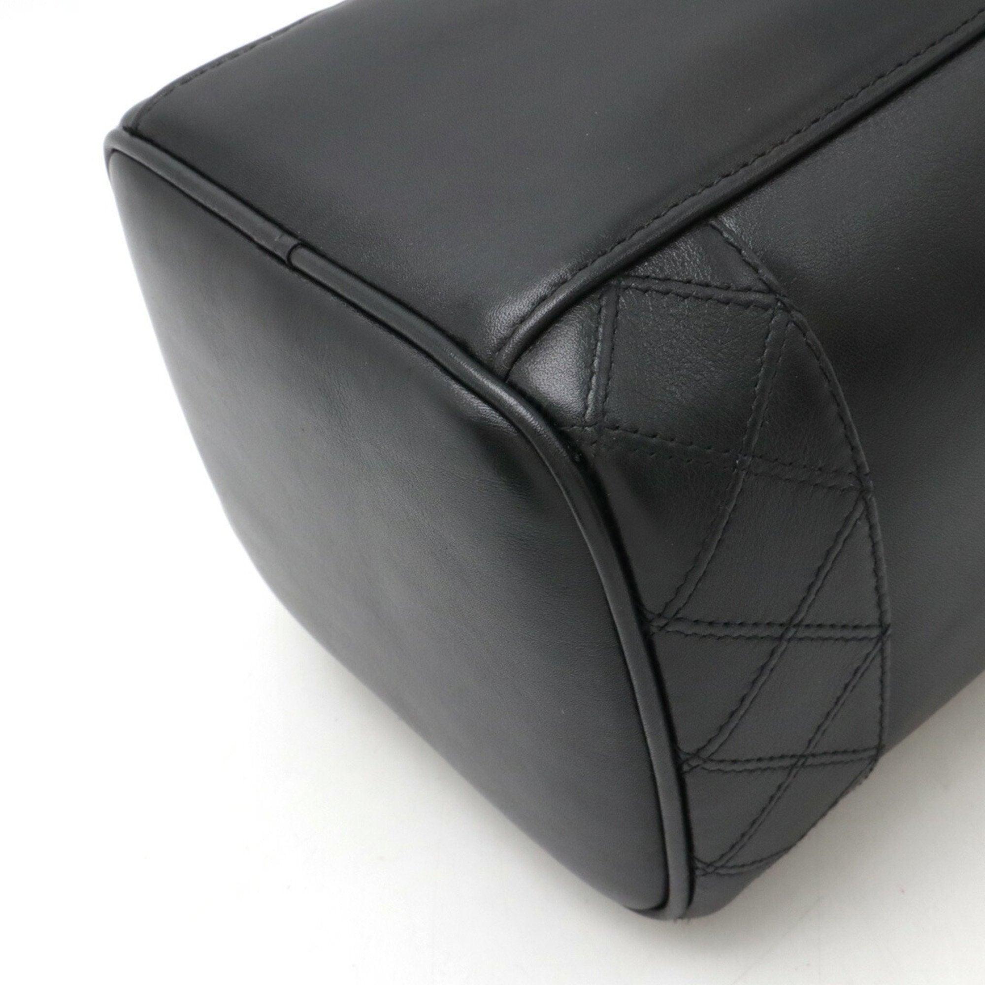 Chanel Black Leather Handbag Vanity Bag (Pre-Owned)