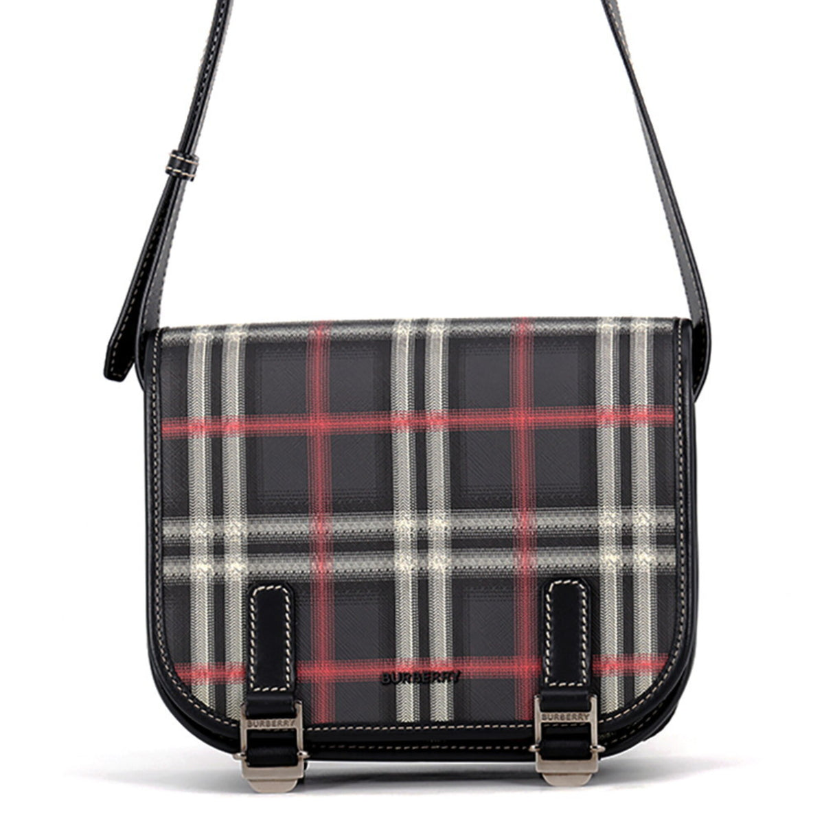 Burberry Black Red Color Pvc Leather Handbag Shoulder Bag (Pre-Owned)