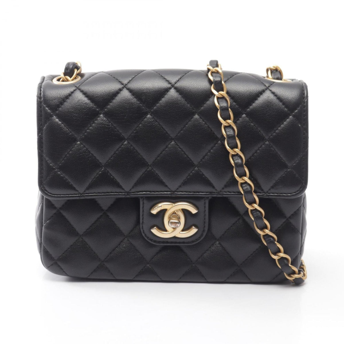 Chanel Black Leather Handbag Shoulder Bag (Pre-Owned)