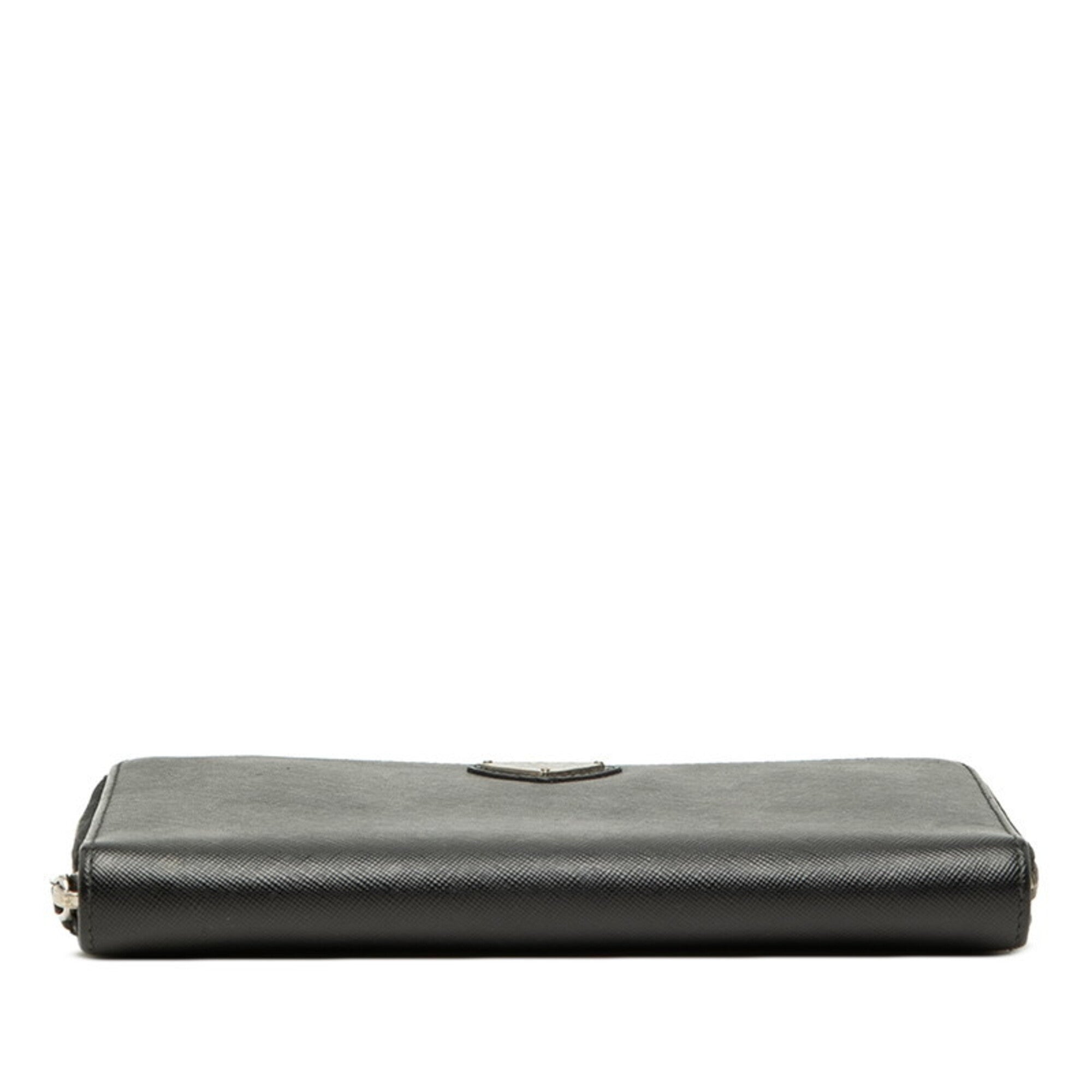Prada Saffiano Black Leather Long Wallet (Bi-Fold) (Pre-Owned)