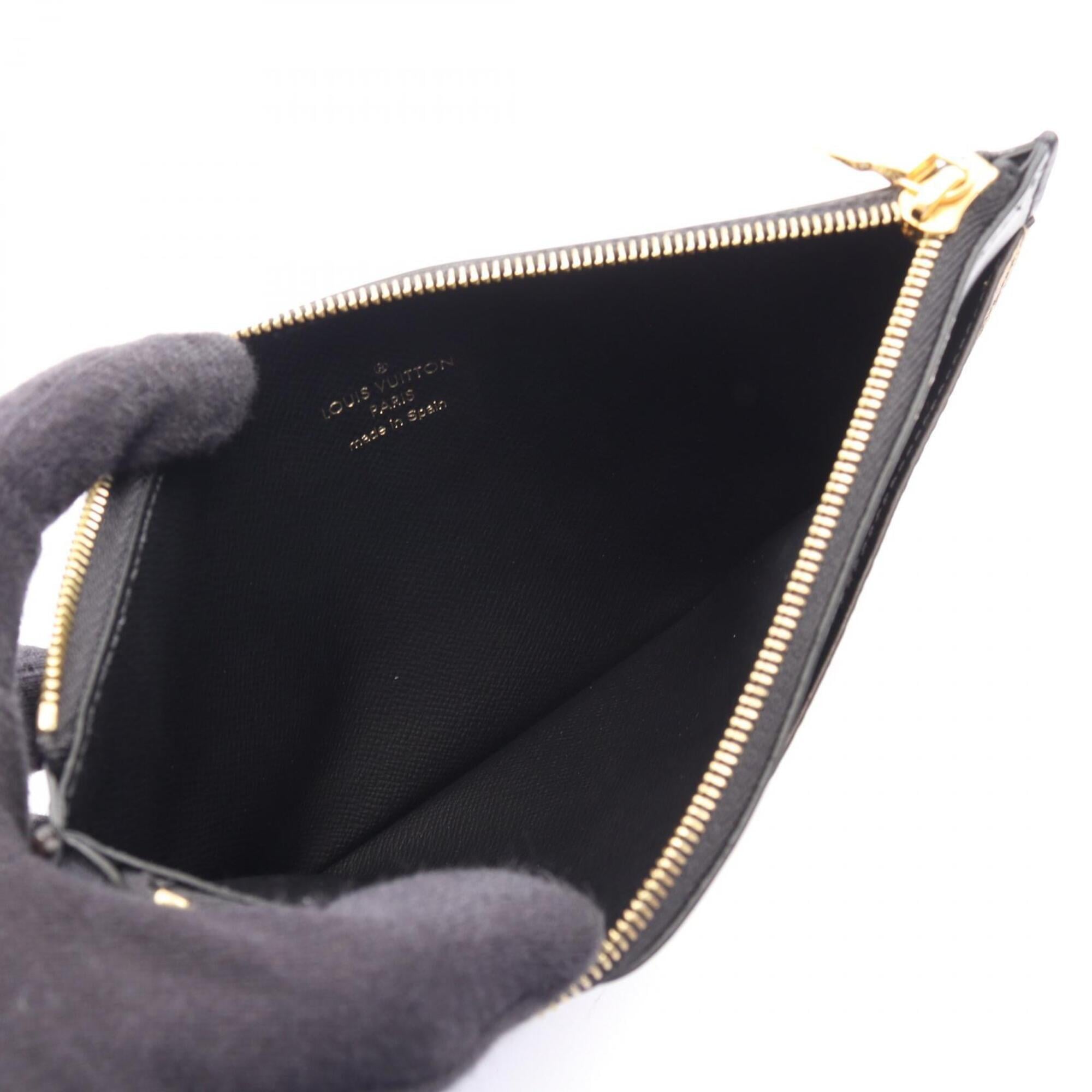 Louis Vuitton Black Brown Leather Pvc Pouch (Pre-Owned)