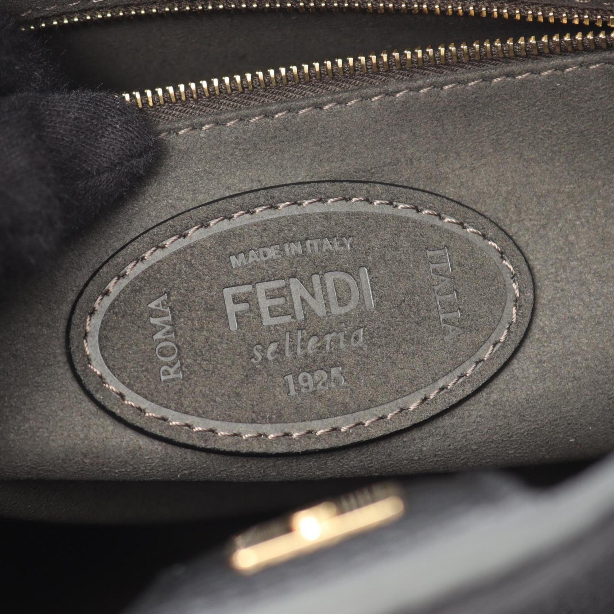 Fendi Black Leather Handbag Tote Bag (Pre-Owned)