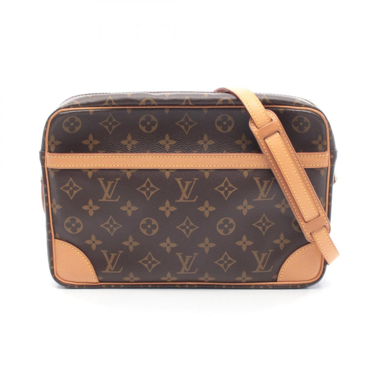 Louis Vuitton Brown Coated Canvas Leather Handbag Shoulder Bag (Pre-Owned)