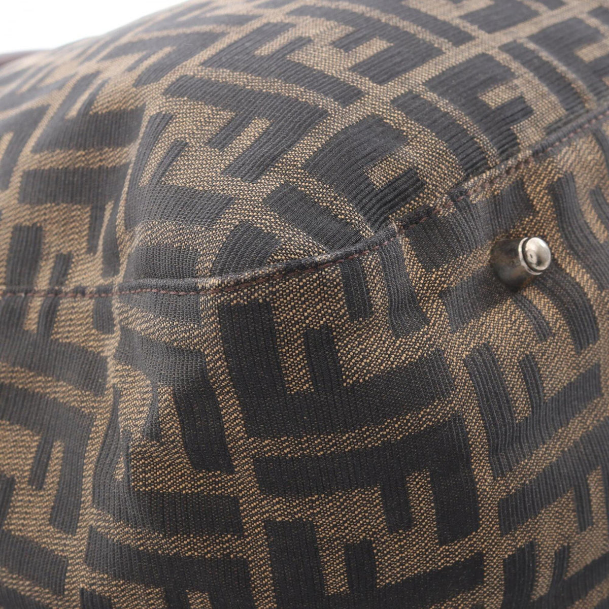 Fendi Brown Canvas Leather Handbag Tote Bag (Pre-Owned)