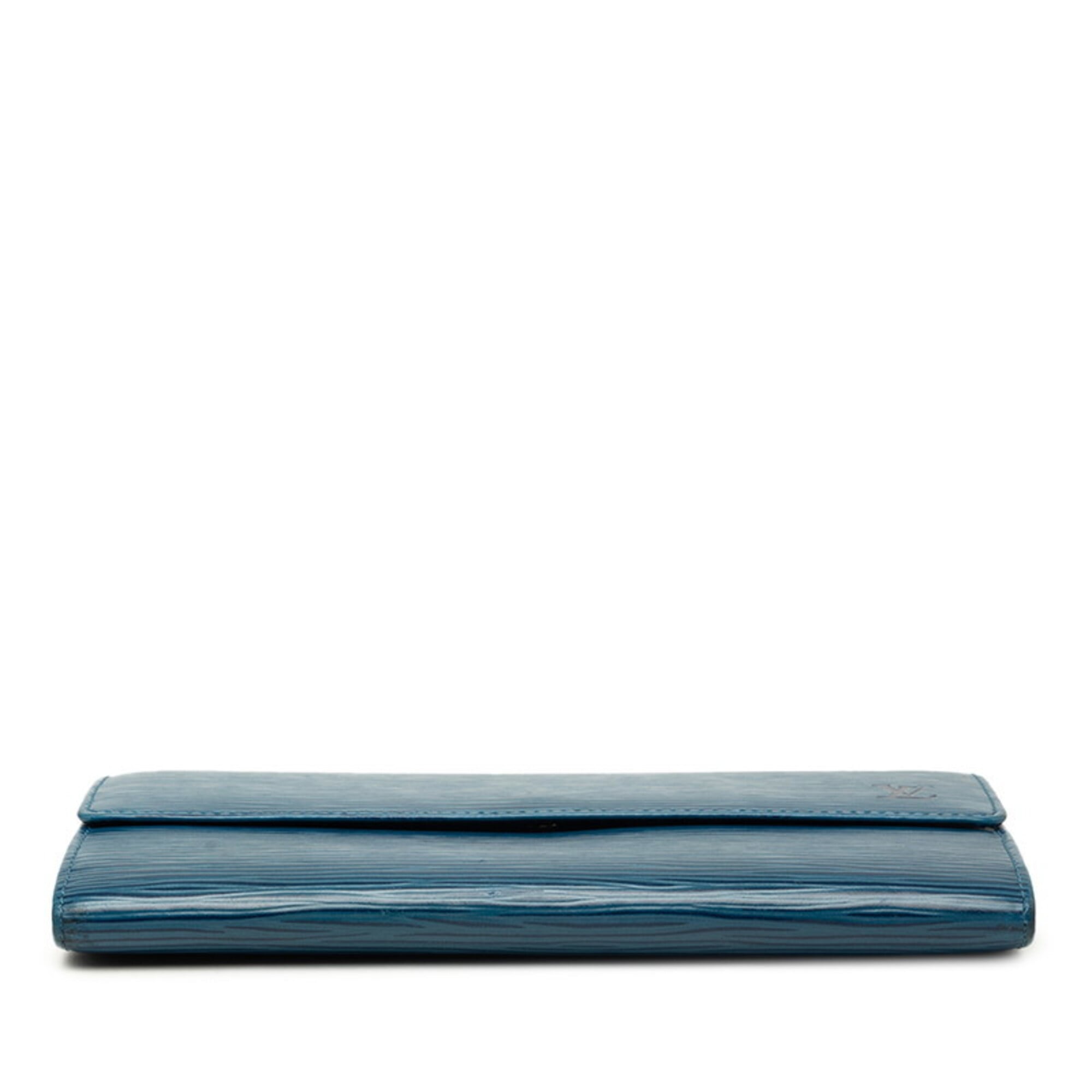 Louis Vuitton Toledo Blue Leather Long Wallet (Bi-Fold) (Pre-Owned)
