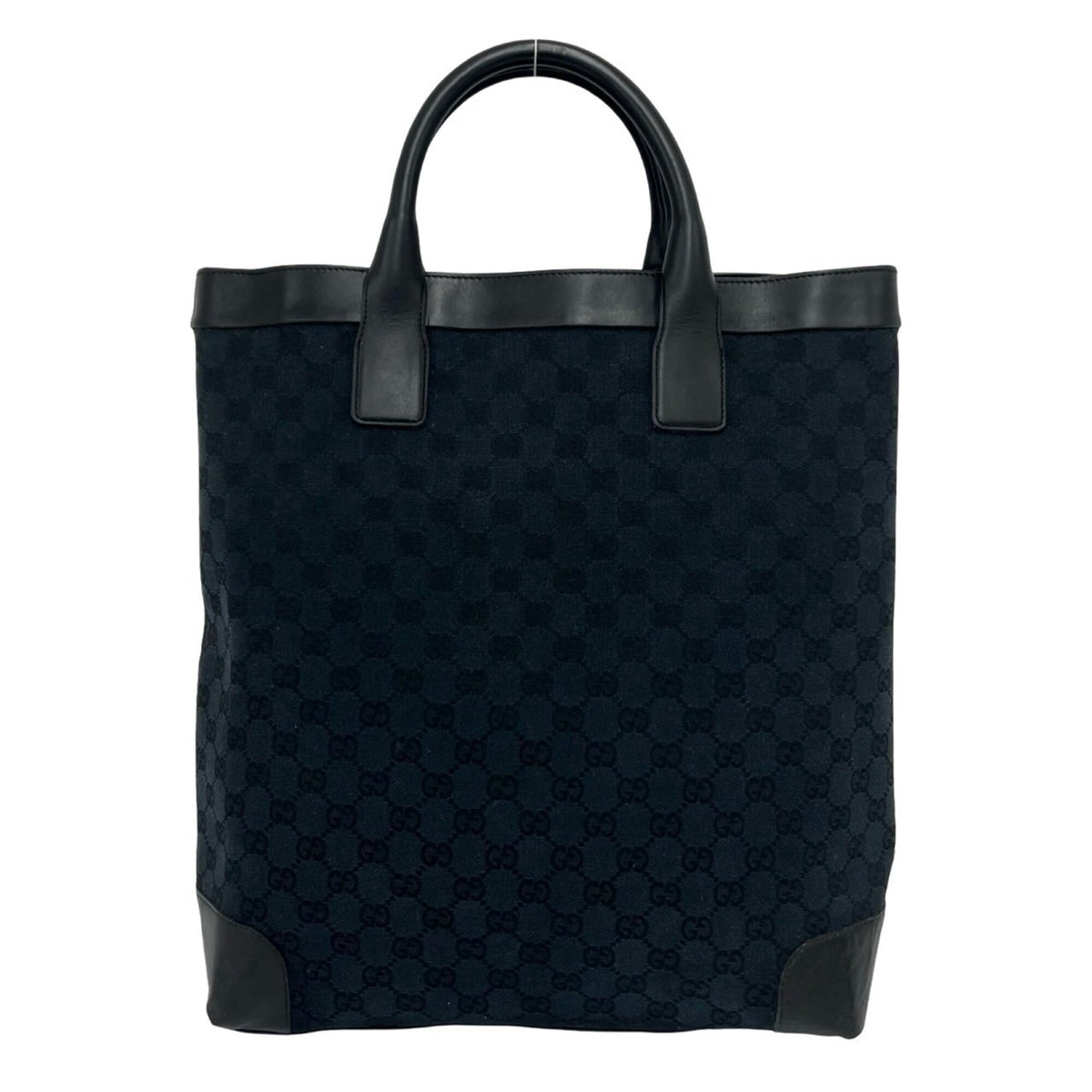 Gucci Black Canvas Leather Handbag Tote Bag (Pre-Owned)