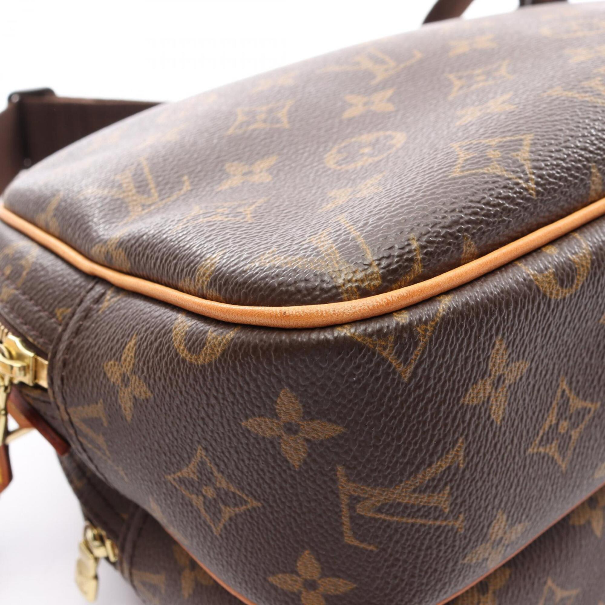 Louis Vuitton Monogram Brown Coated Canvas Leather Handbag Shoulder Bag (Pre-Owned)