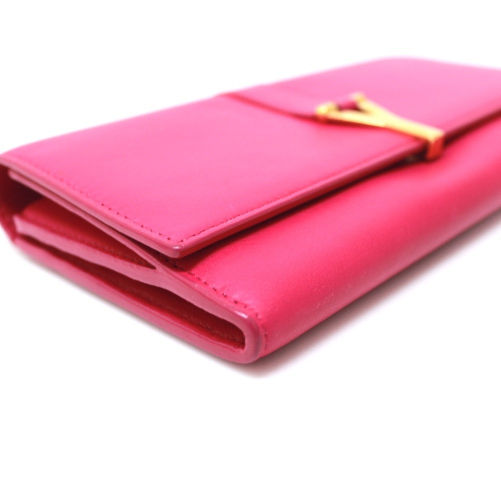 Yves Saint Laurent Pink Leather Long Wallet (Bi-Fold) (Pre-Owned)
