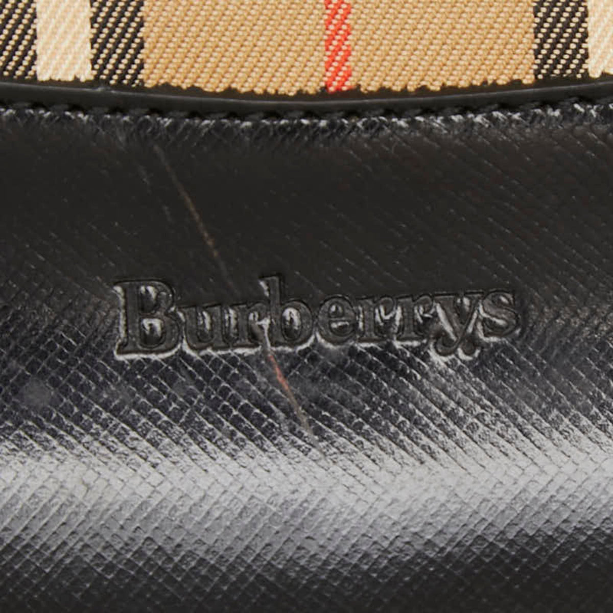 Burberry Beige Black Canvas Leather Shoulder Bag Tote Bag (Pre-Owned)