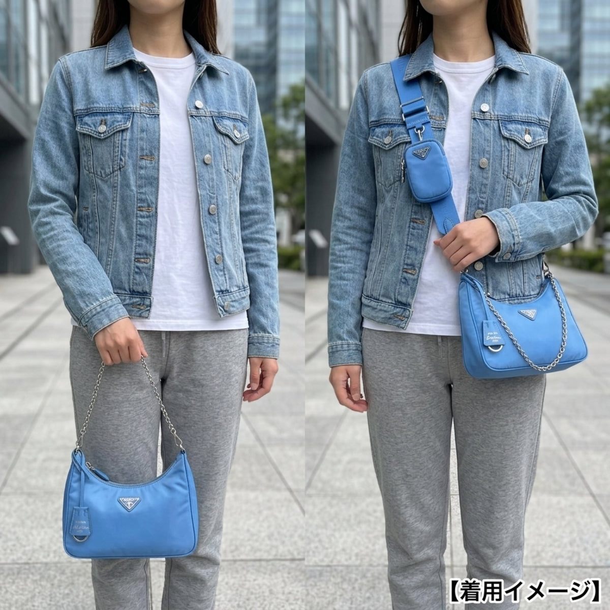 Prada Blue Nylon Handbag Shoulder Bag (Pre-Owned)