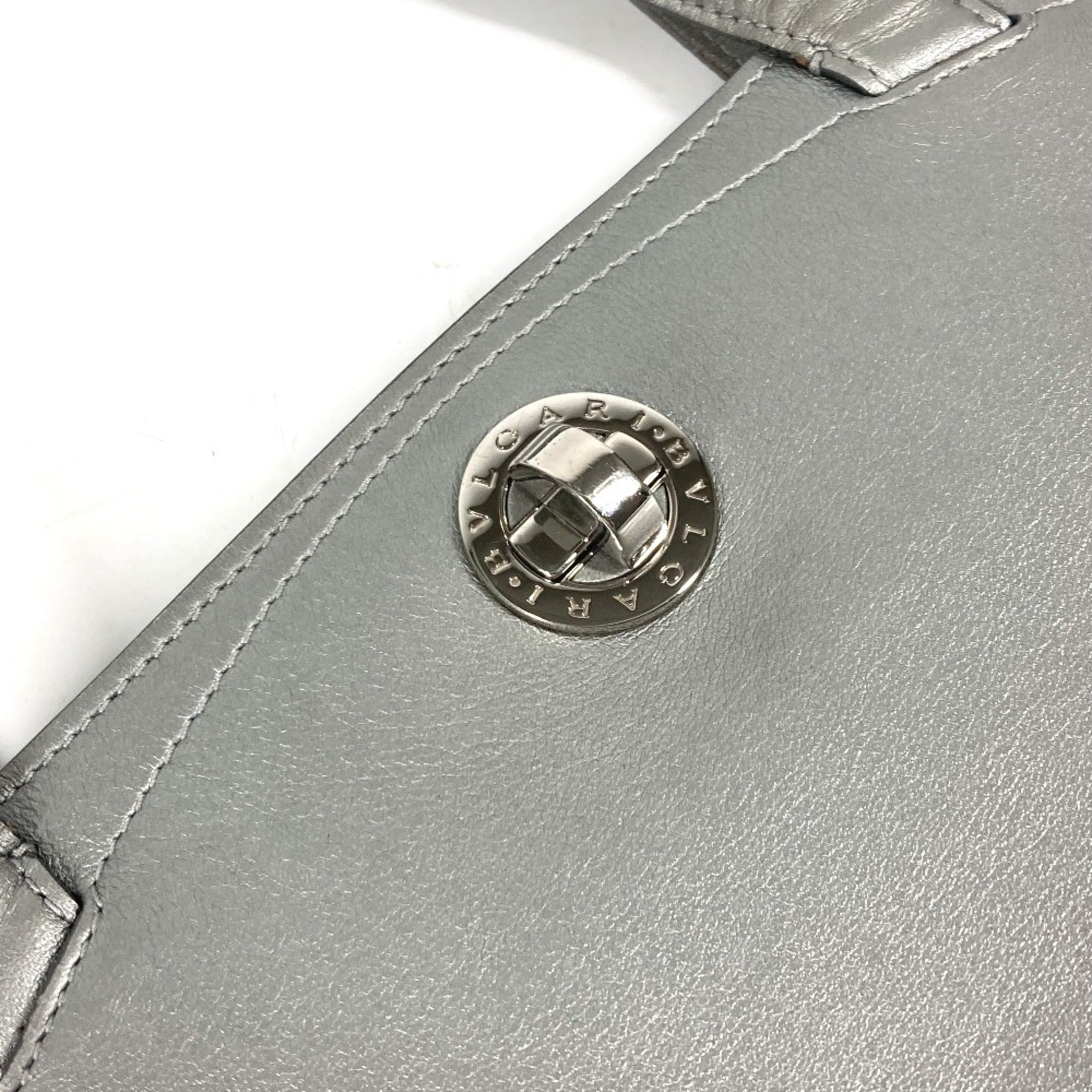 Bvlgari Silver Leather Shoulder Bag Tote Bag (Pre-Owned)