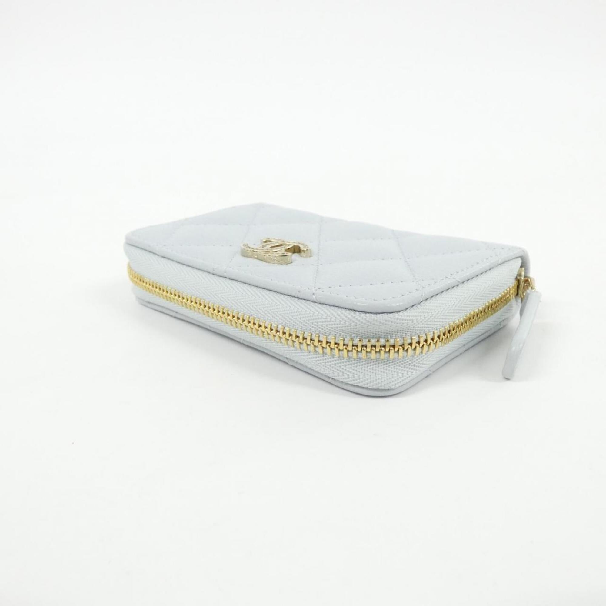 Chanel Light Blue Grained Calfskin Coin Purse/Coin Case (Pre-Owned)