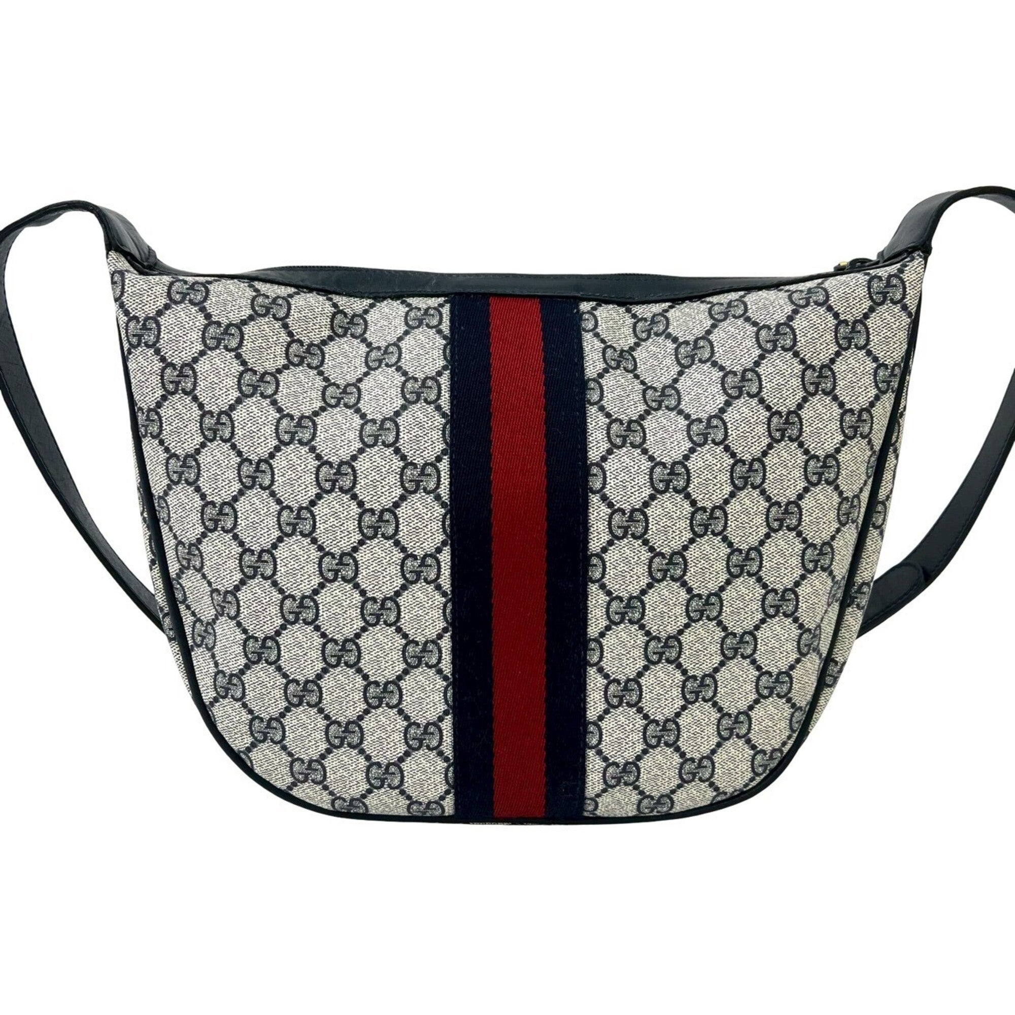 Gucci Navy Red Color Pvc Leather Shoulder Bag (Pre-Owned)