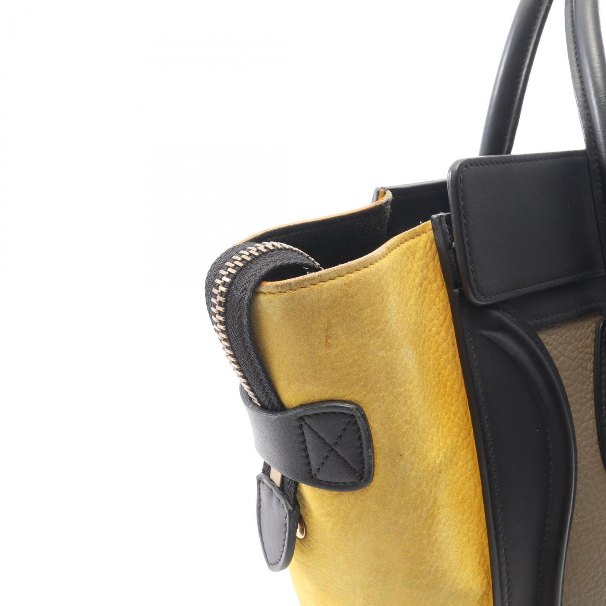 Celine Black Gray Yellow Leather Suede Handbag Tote Bag (Pre-Owned)