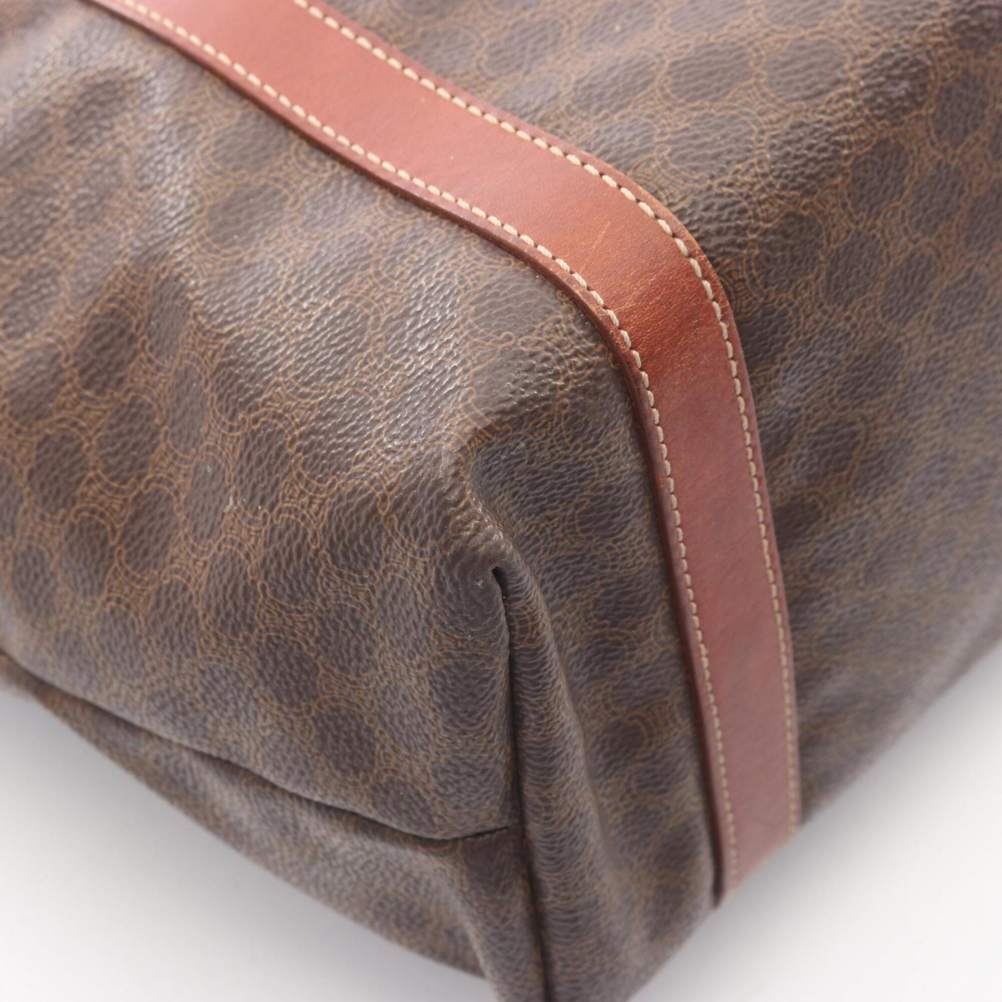 Celine Brown Coated Canvas Leather Handbag Tote Bag (Pre-Owned)
