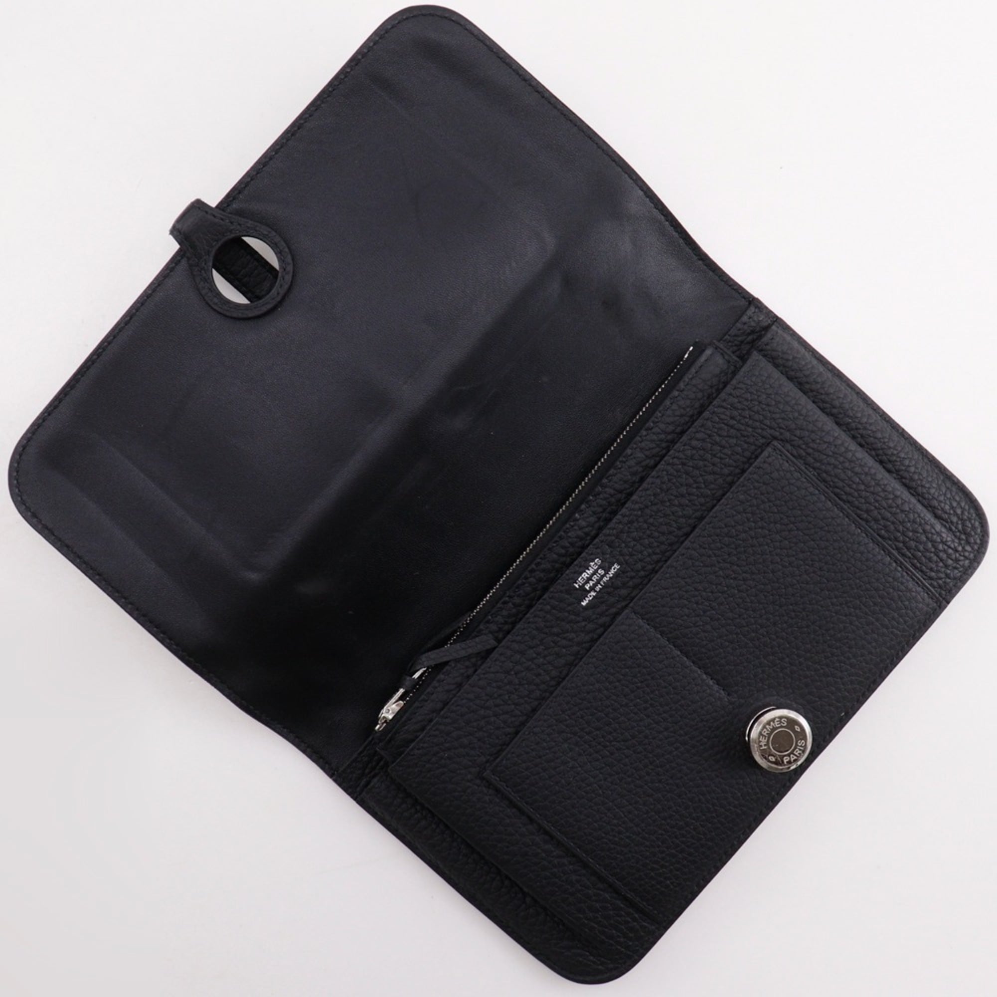 Hermes Dogon Duo Black Togo Leather Long Wallet (Bi-Fold) (Pre-Owned)