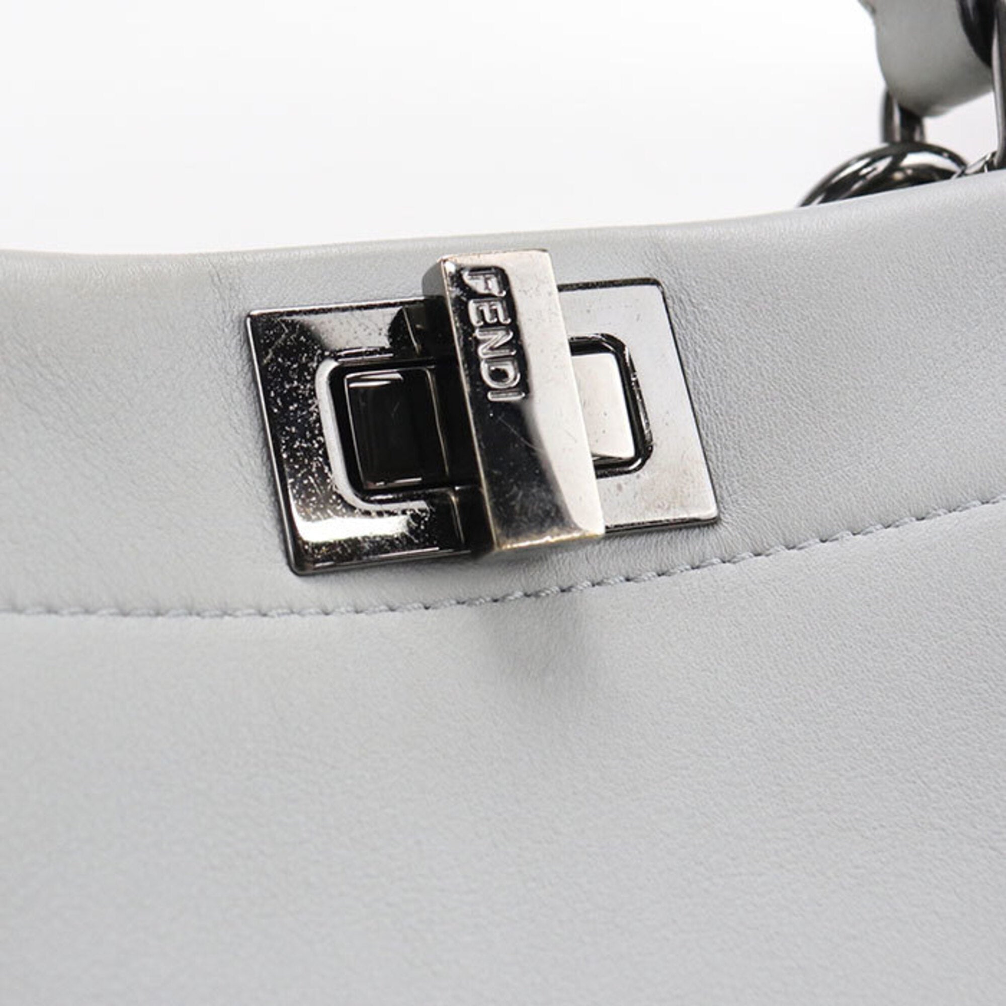 Fendi Gray Leather Handbag (Pre-Owned)