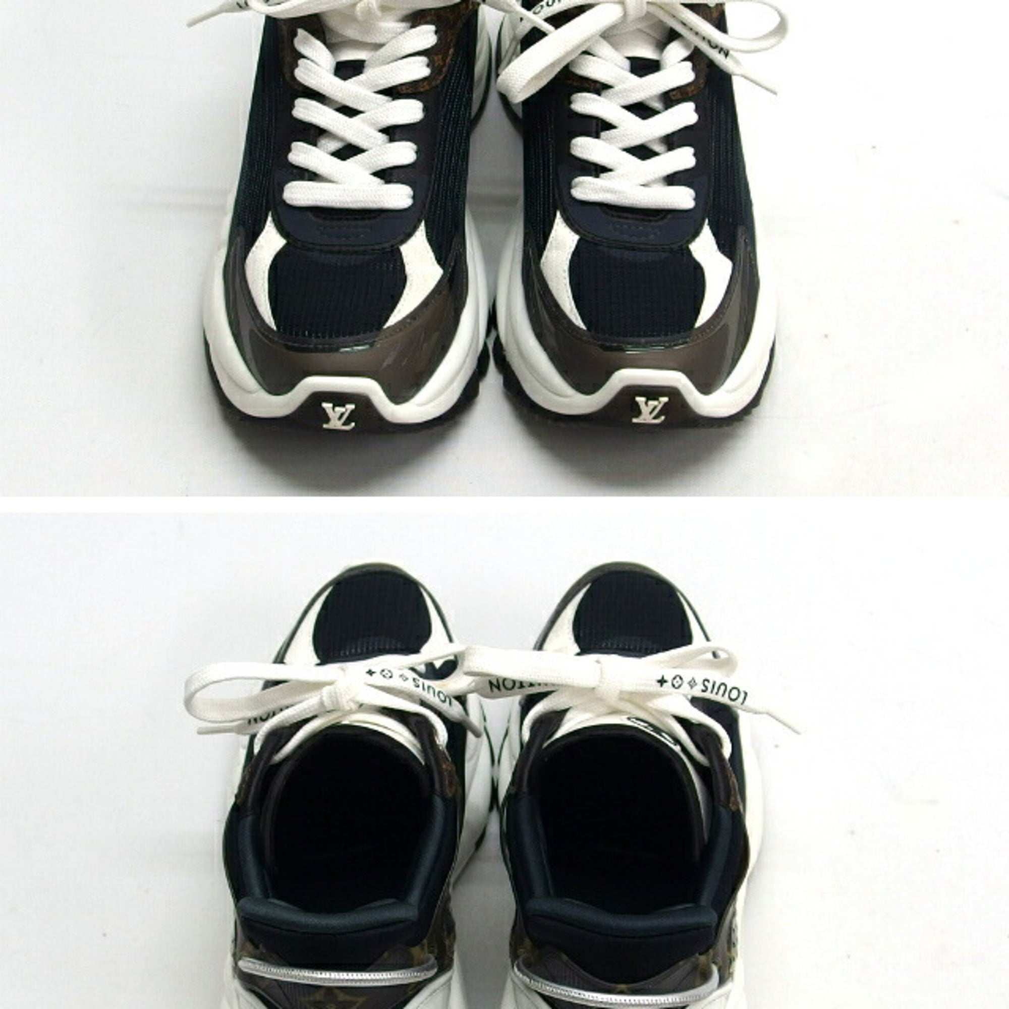 Louis Vuitton Black Dark Brown White Sneakers (Pre-Owned)