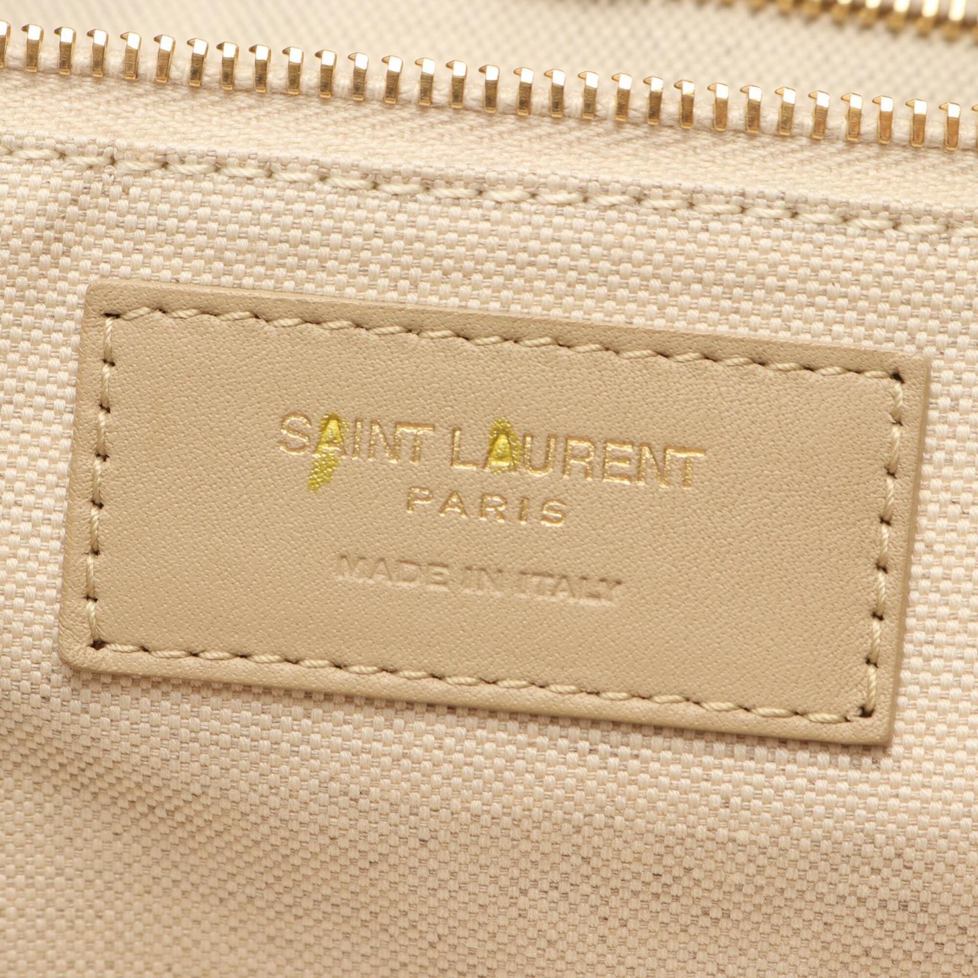 Saint Laurent Beige Leather Handbag Pouch Tote Bag (Pre-Owned)