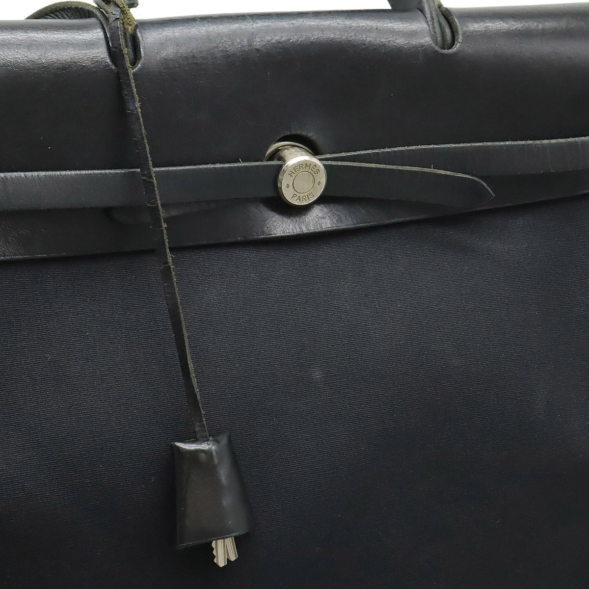 Hermes Black Canvas Handbag Shoulder Bag (Pre-Owned)