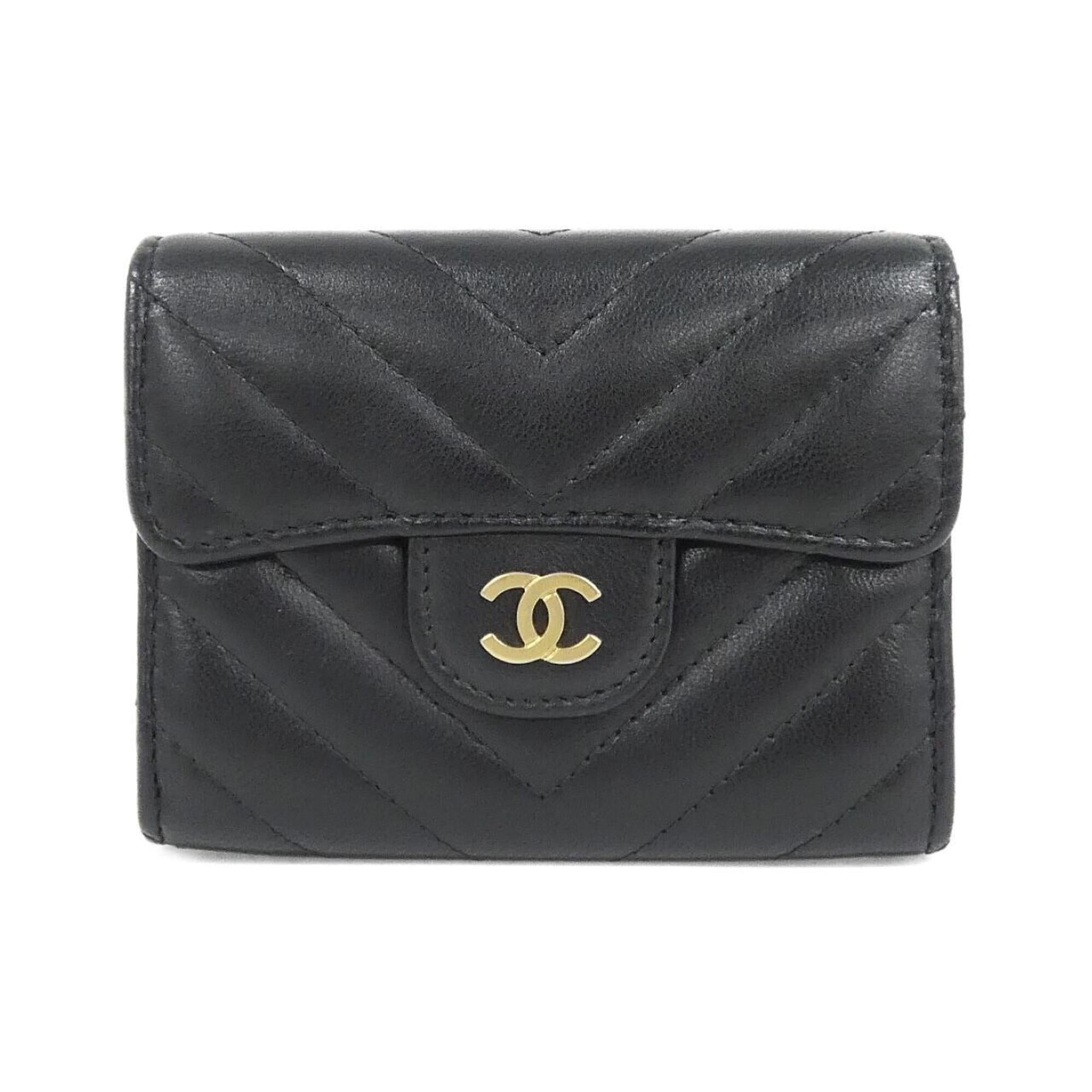 Chanel Black Leather Coin Purse/Coin Case (Pre-Owned)
