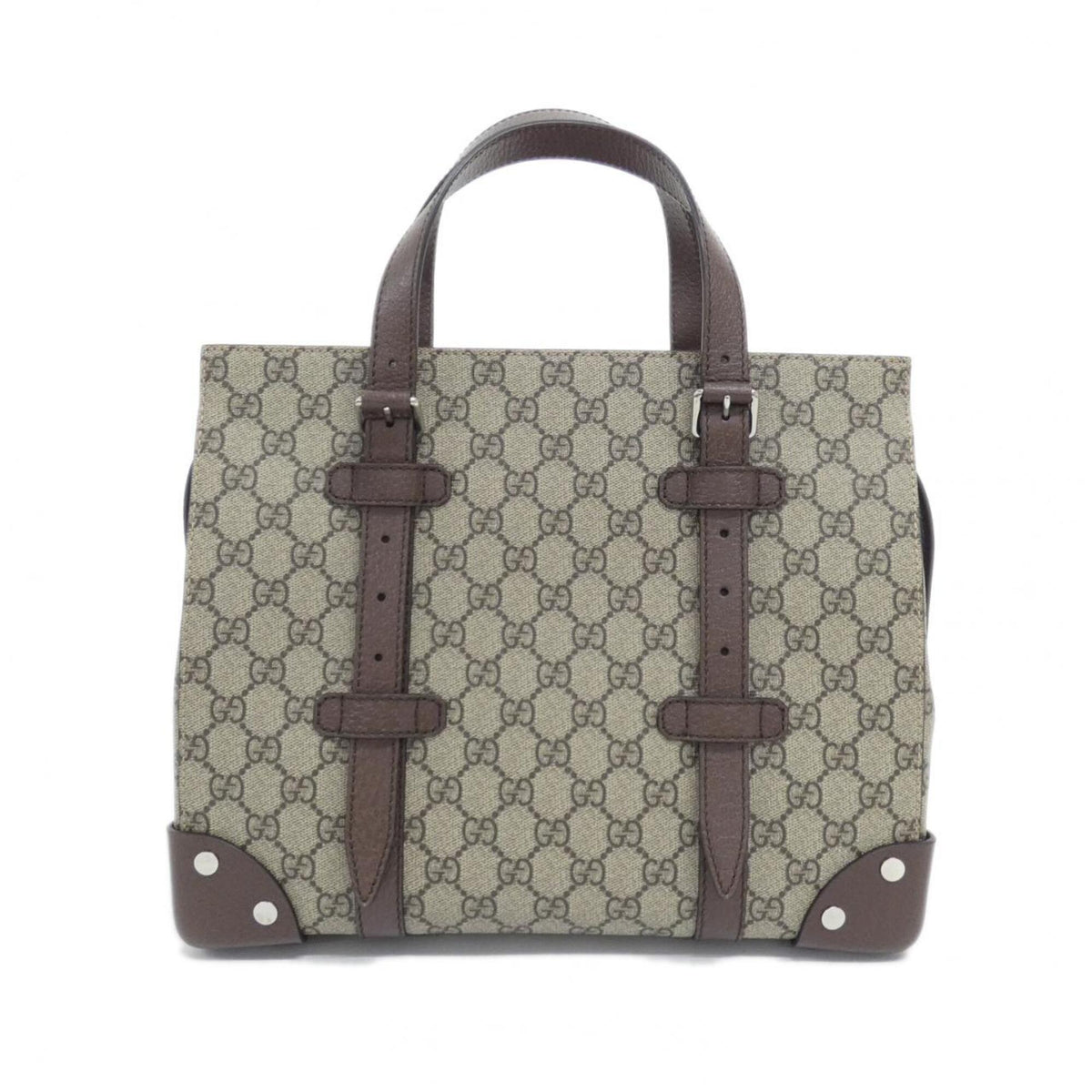 Gucci Beige Brown Gg Supreme Canvas Handbag (Pre-Owned)