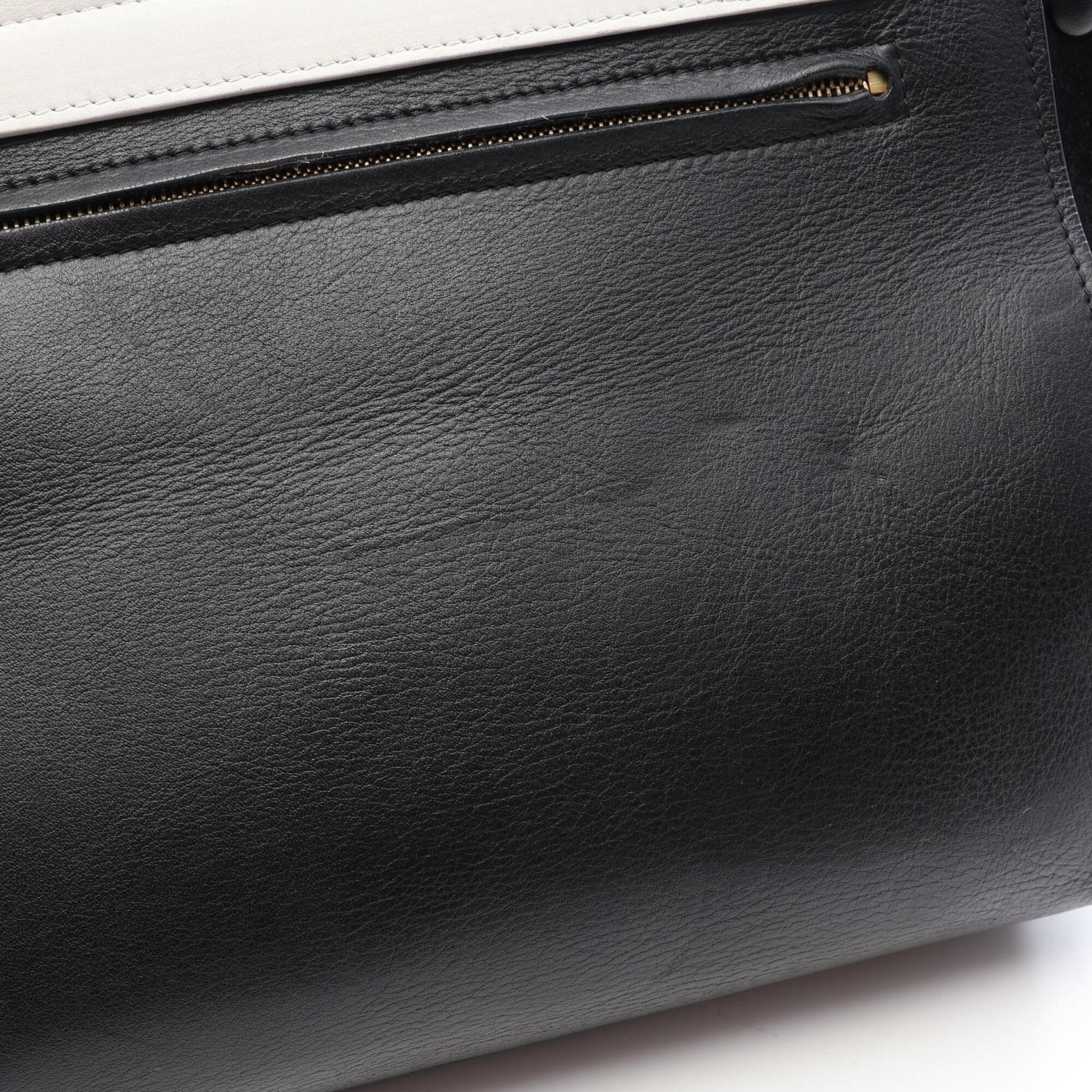 Celine Black White Leather Suede Handbag (Pre-Owned)