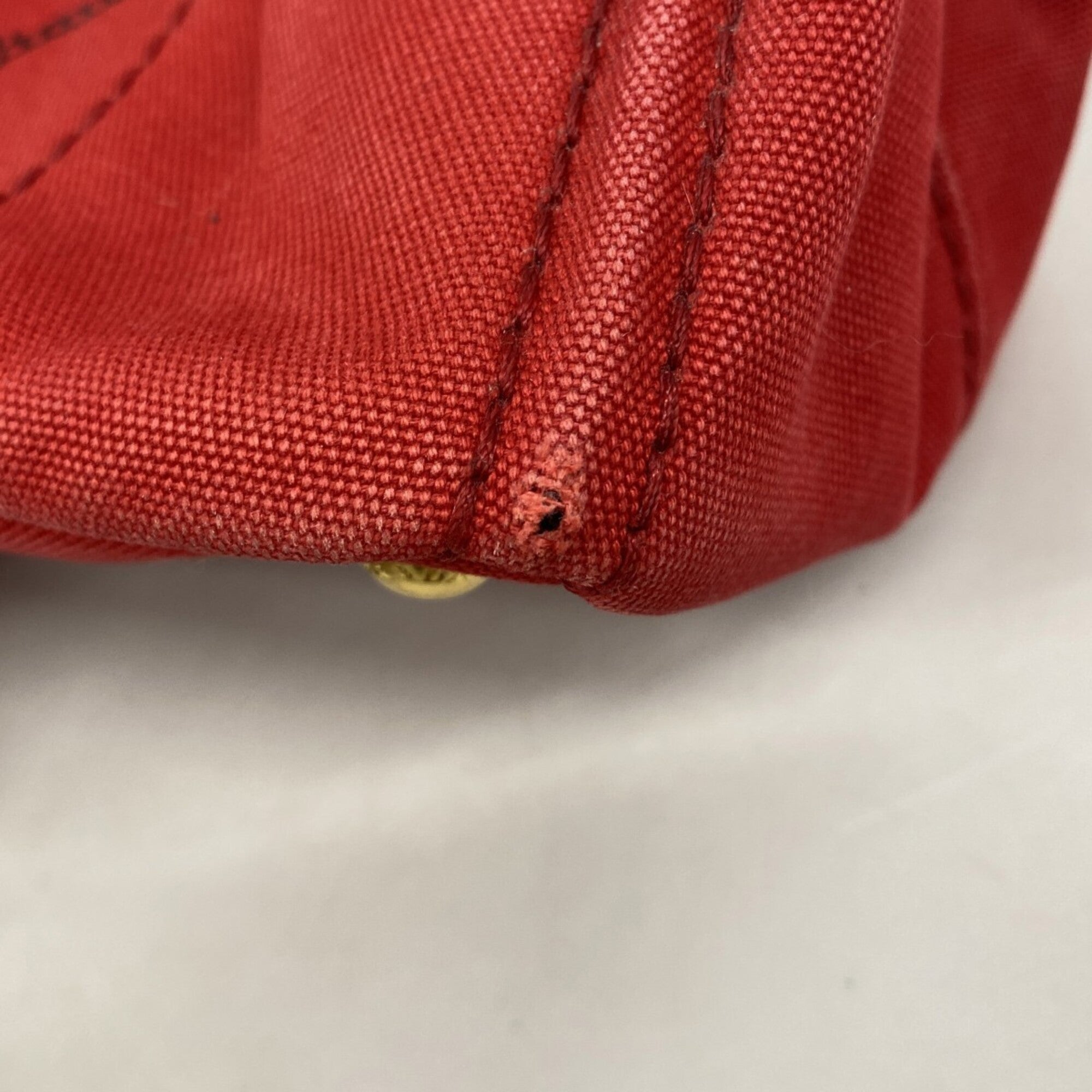 Prada Red Color Canvas Tote Bag (Pre-Owned)