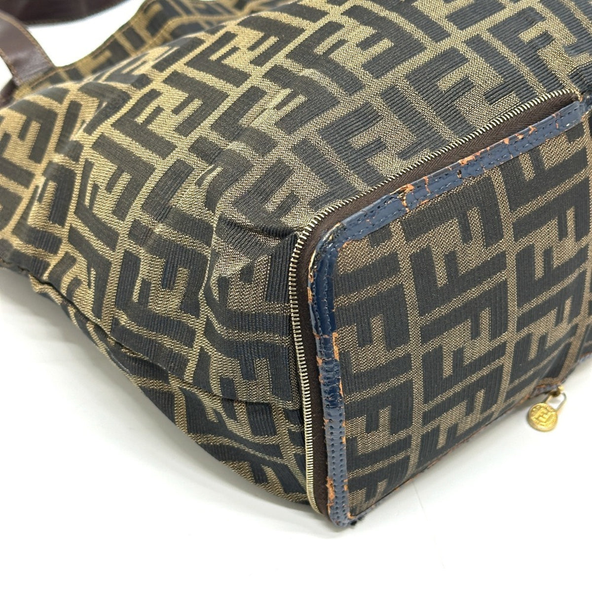 Fendi Zucca Brown Leather Canvas Eco-Bag Handbag Tote Bag (Pre-Owned)