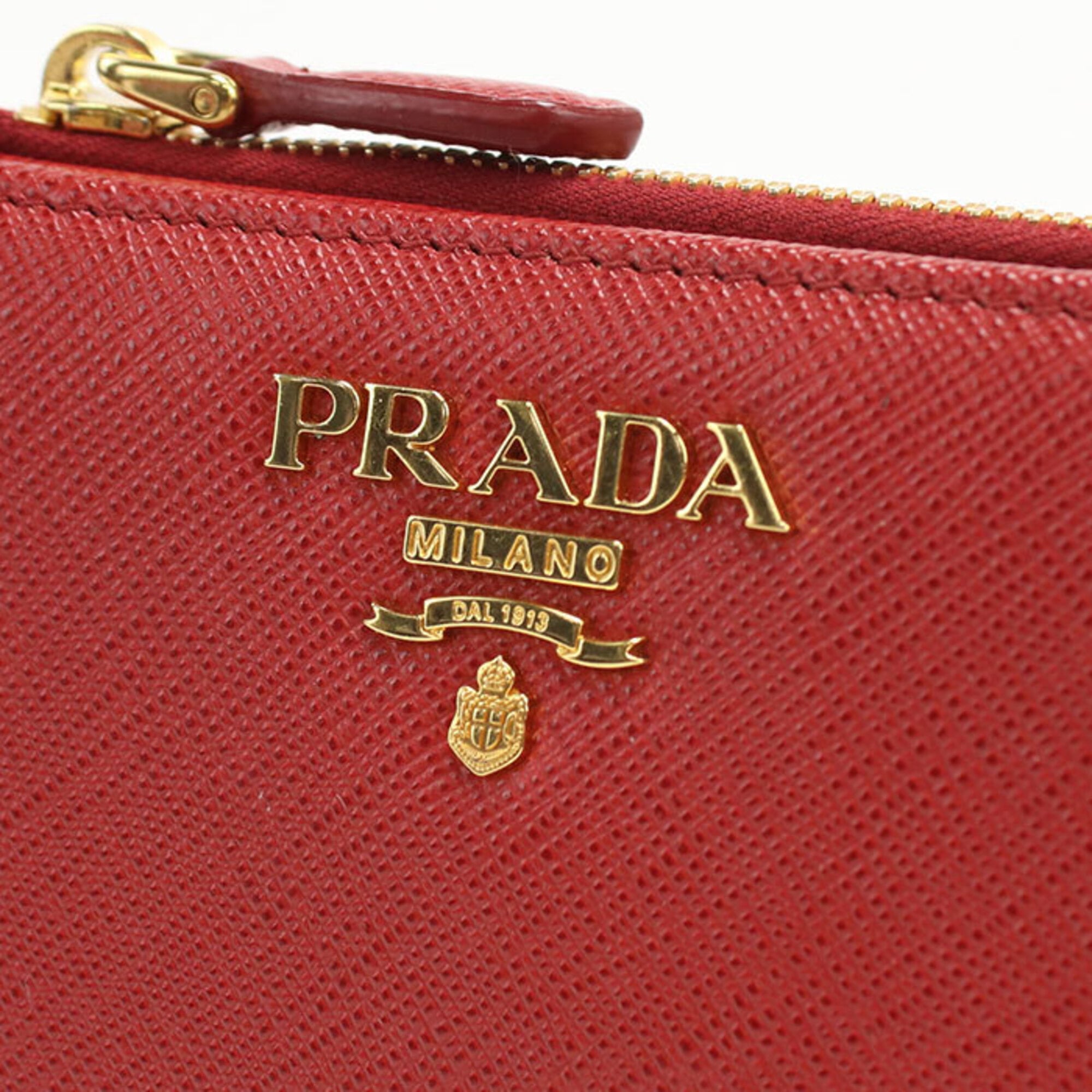 Prada Red Color Leather Wallet (Bi-Fold) (Pre-Owned)