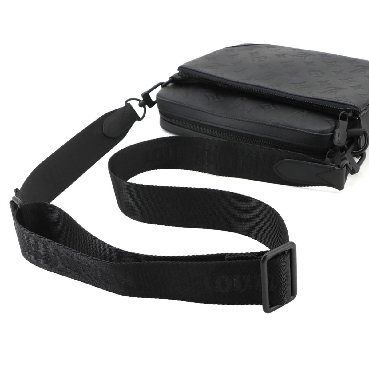 Louis Vuitton Black Noir Monogram Shadow Messenger Bag Shoulder Bag (Pre-Owned)