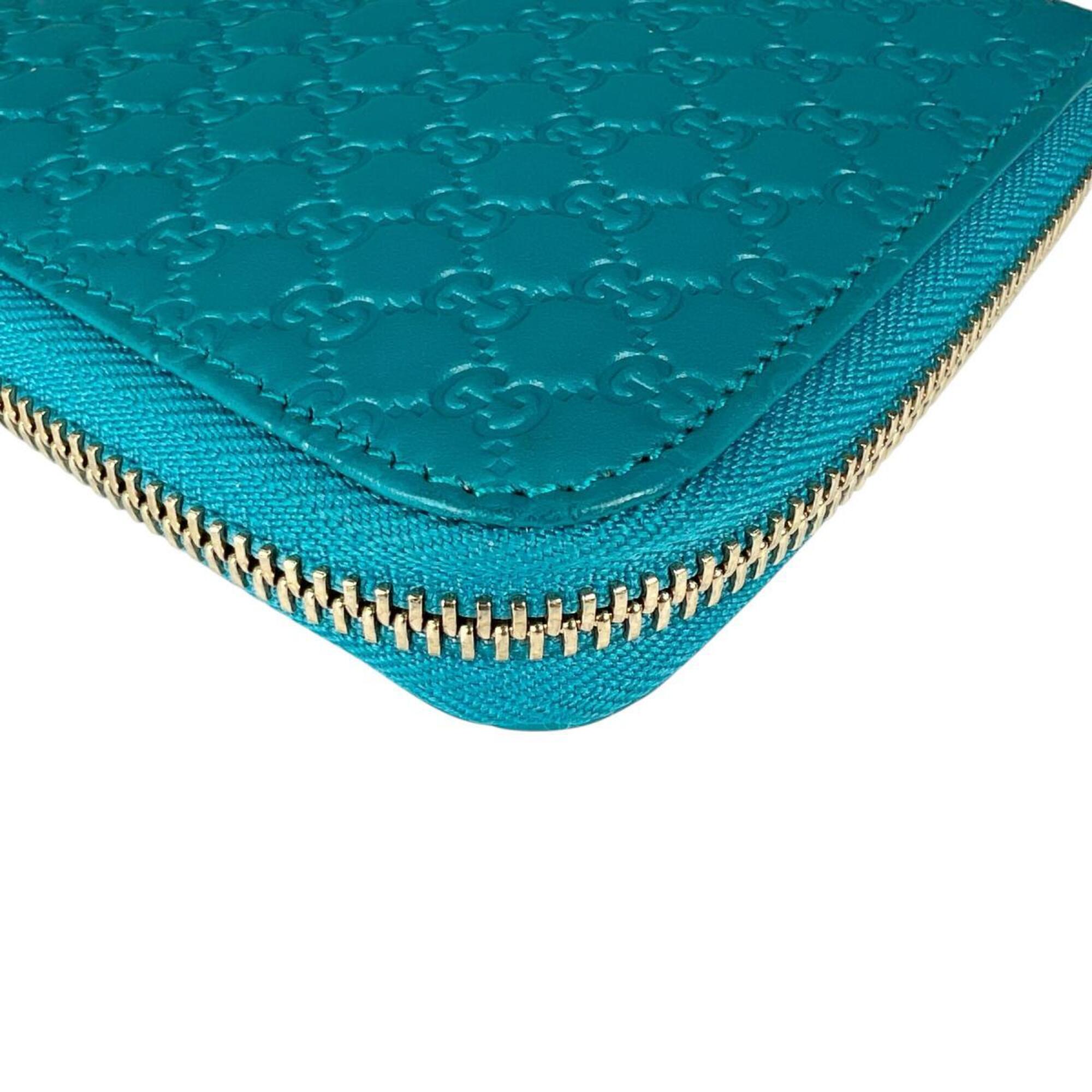 Gucci Microguccissima Blue Leather Long Wallet (Bi-Fold) (Pre-Owned)