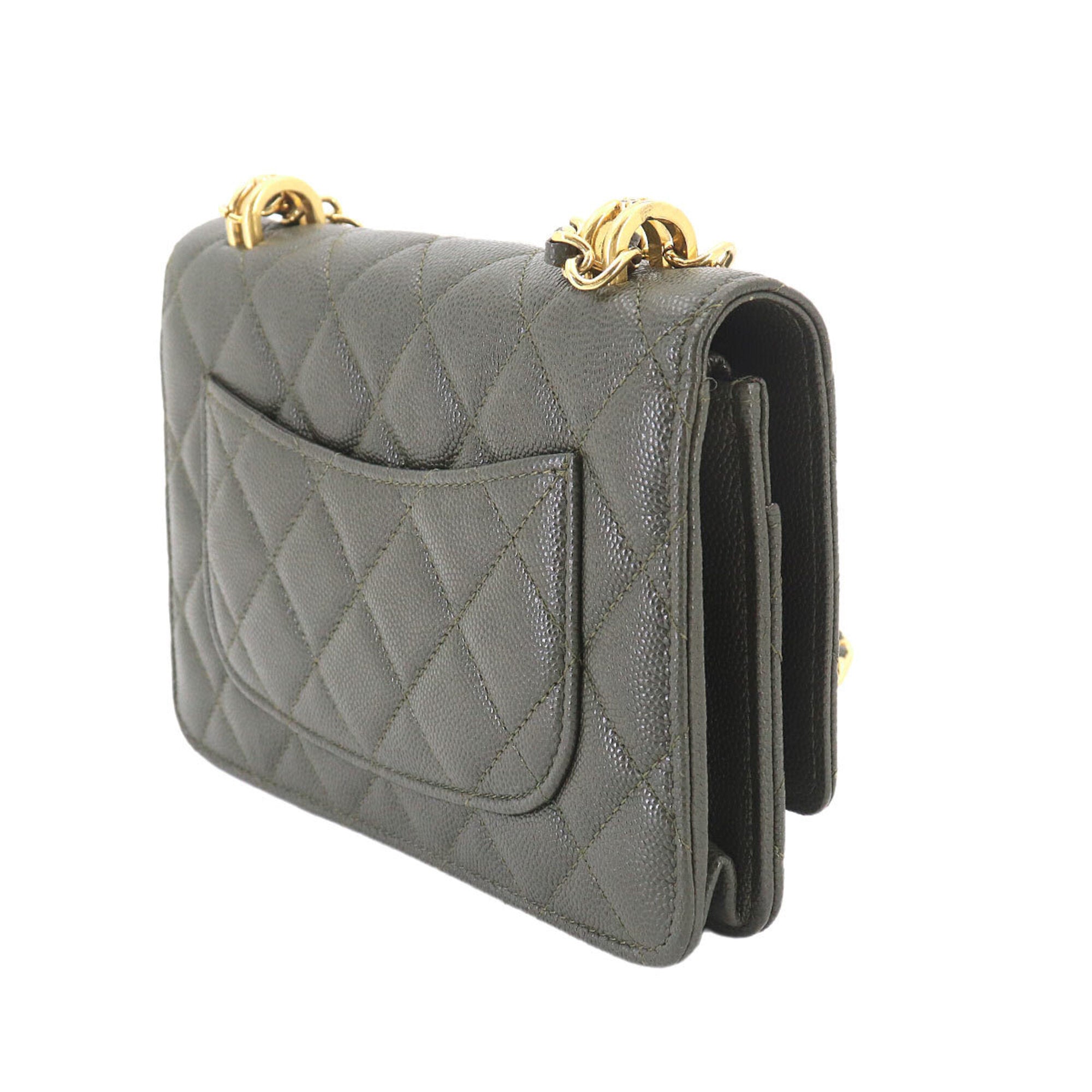 Chanel Green Leather Chain/Shoulder Wallet (Pre-Owned)