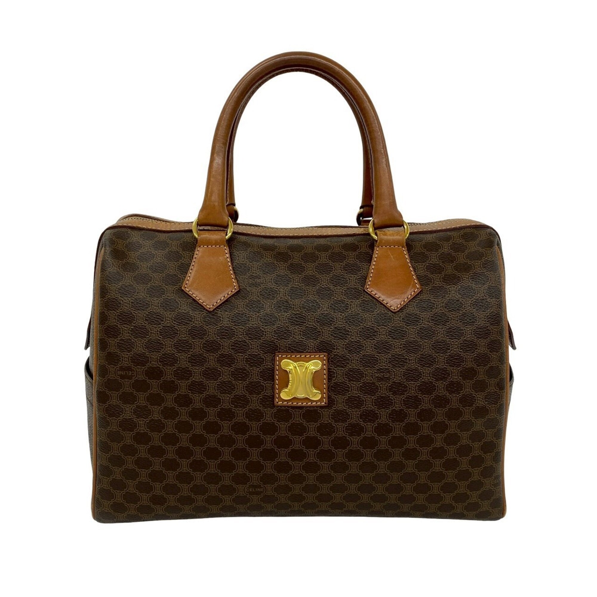 Celine Brown Pvc Leather Boston Bag Handbag (Pre-Owned)