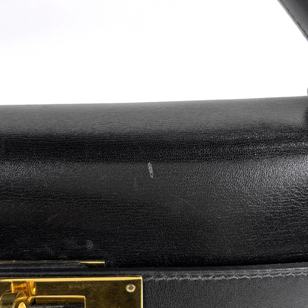 Hermes Kelly Black Box Calf Leather Handbag (Pre-Owned)