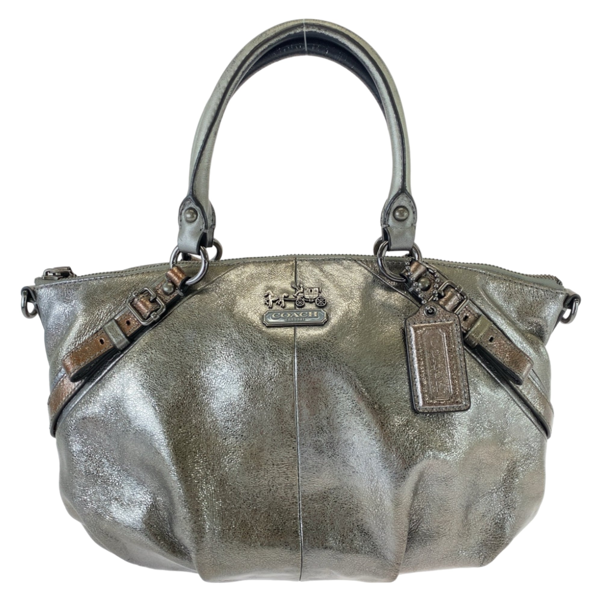 Coach Silver Leather Handbag Tote Bag (Pre-Owned)