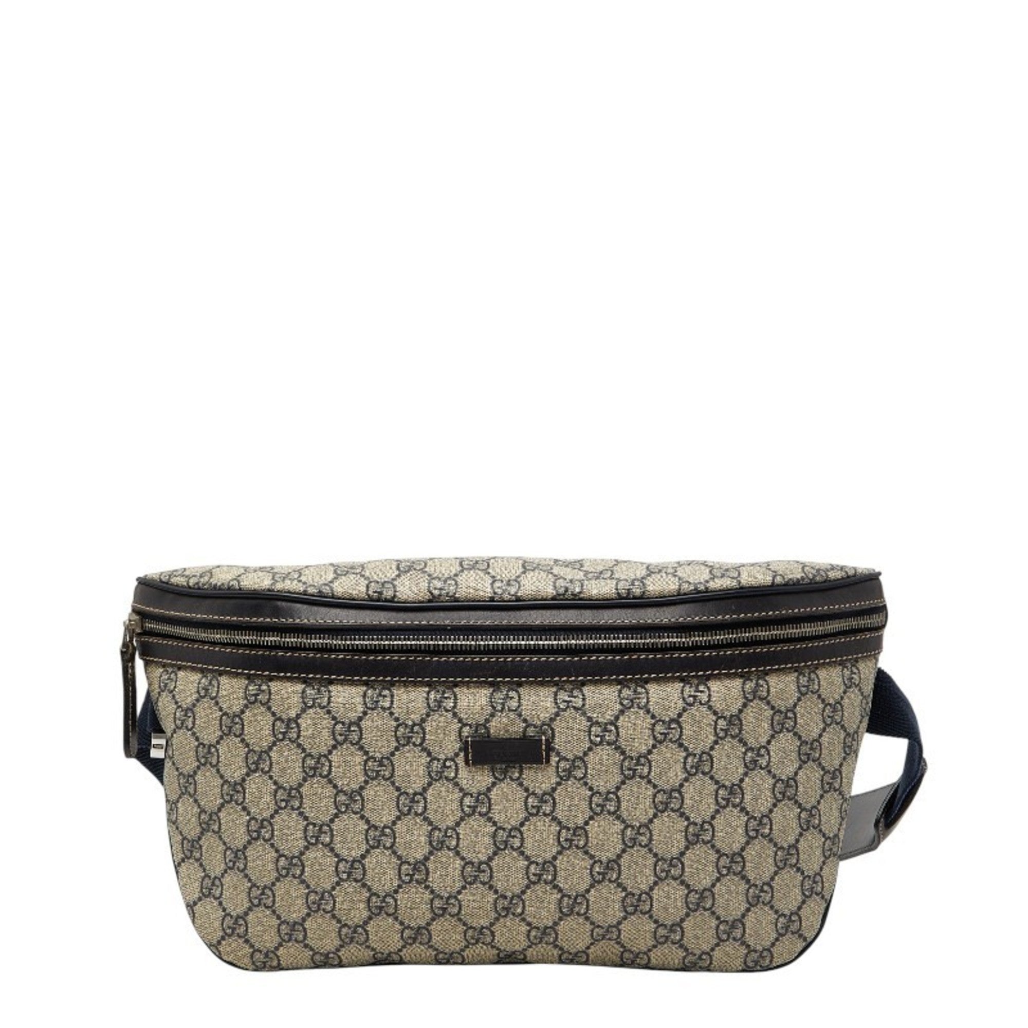 Gucci Beige Navy Pvc Leather Sling Bag (Pre-Owned)