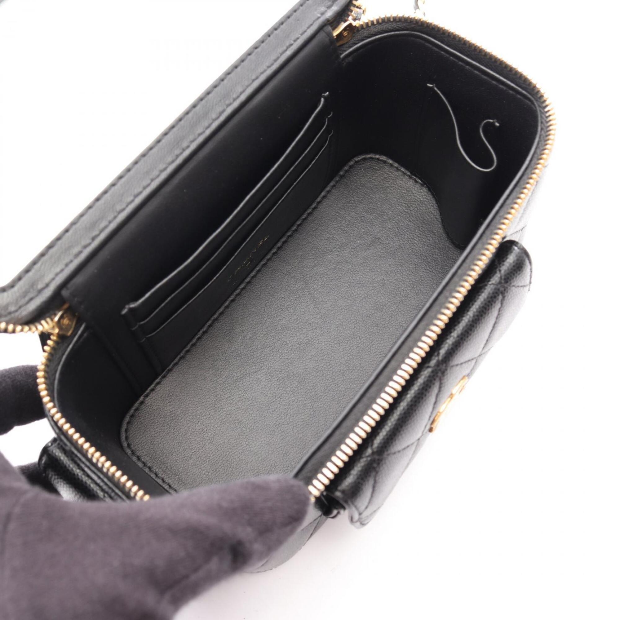 Chanel Black Grained Calfskin Handbag Shoulder Bag Vanity Bag (Pre-Owned)