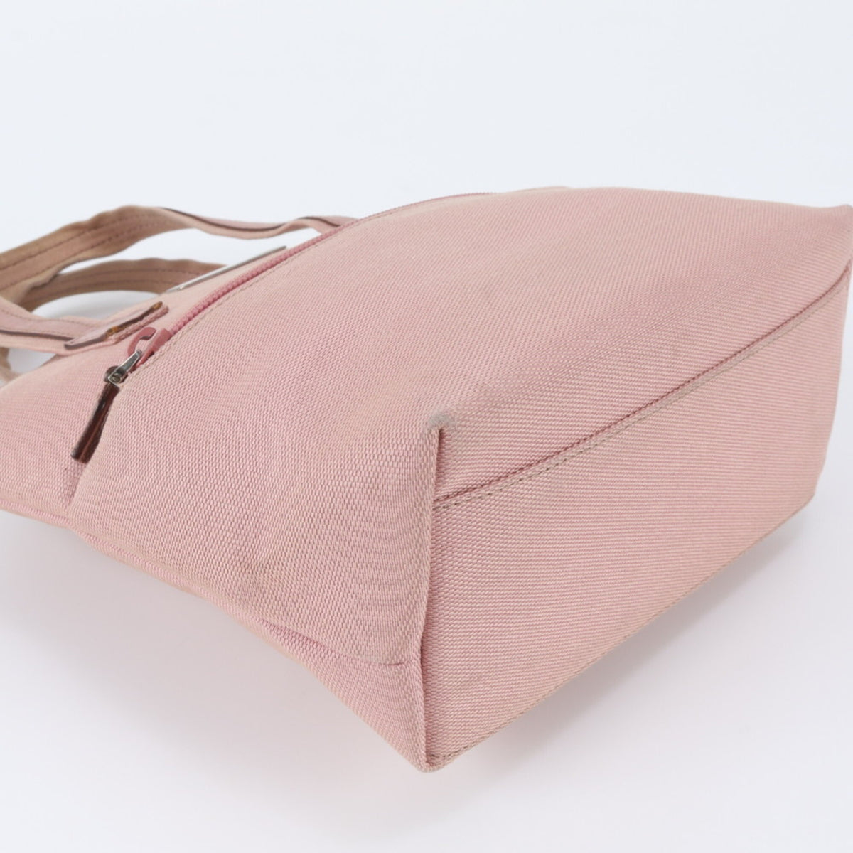 Gucci Pink Leather Canvas Handbag Tote Bag (Pre-Owned)