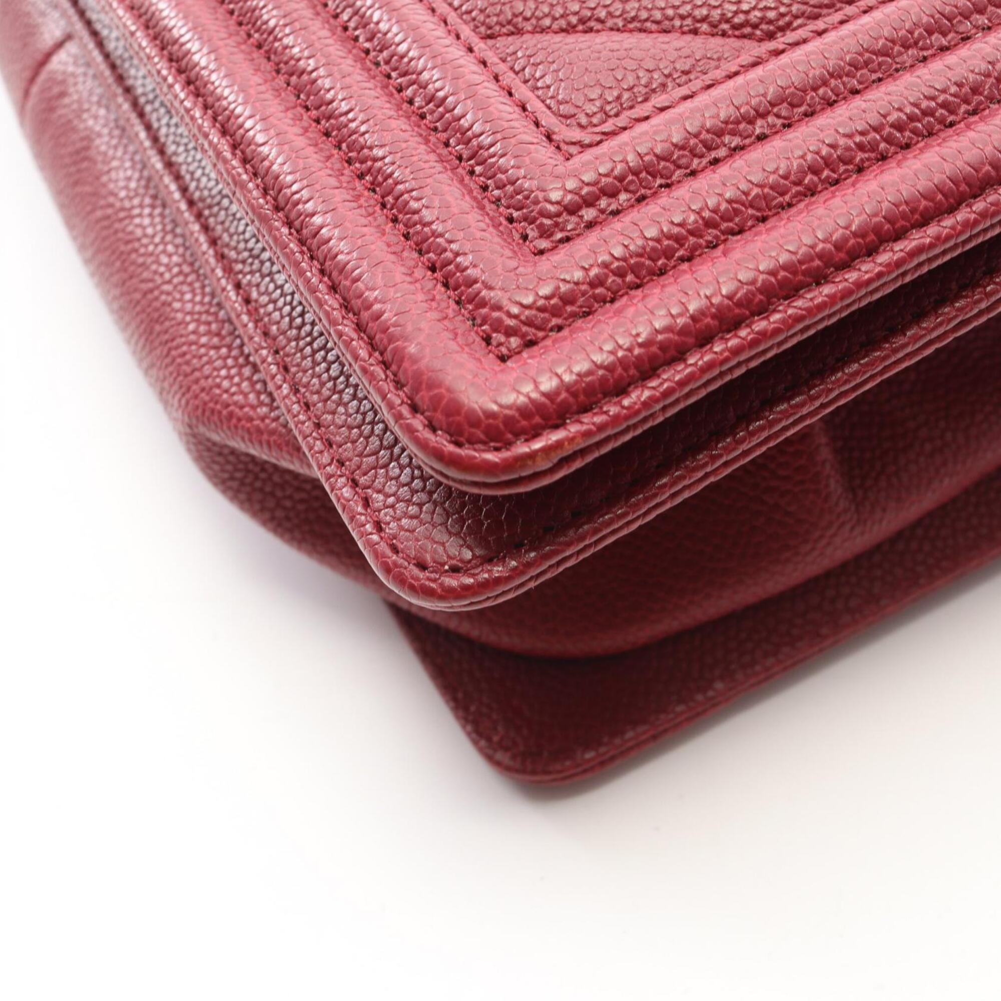 Chanel Bordeaux Grained Calfskin Handbag Shoulder Bag (Pre-Owned)