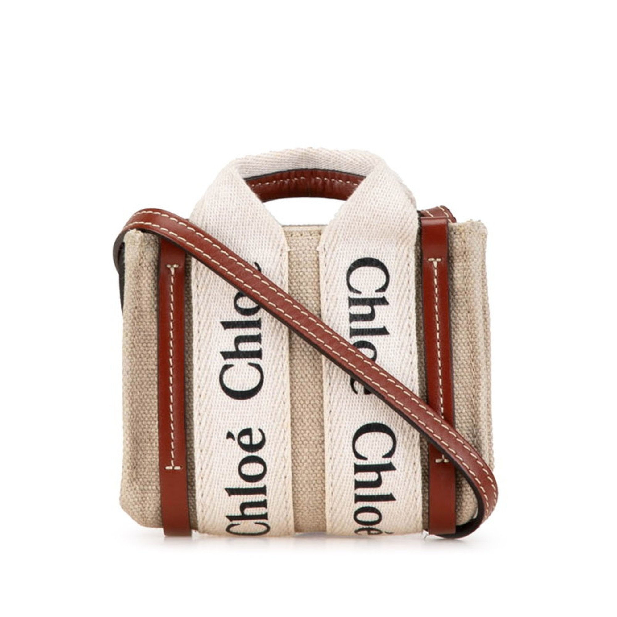Chloé Beige Canvas Leather Handbag Shoulder Bag (Pre-Owned)