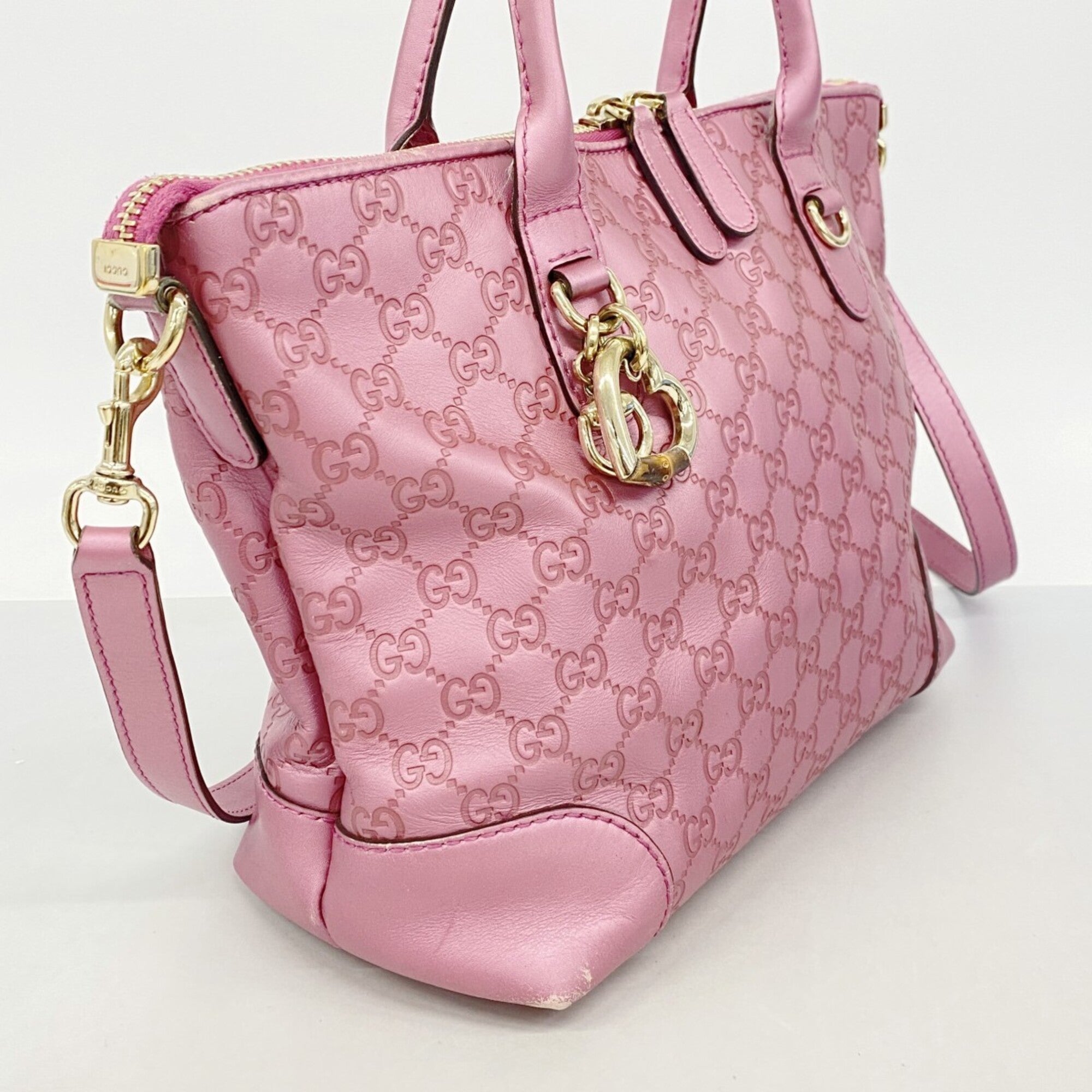 Gucci Pink Leather Tote Bag (Pre-Owned)