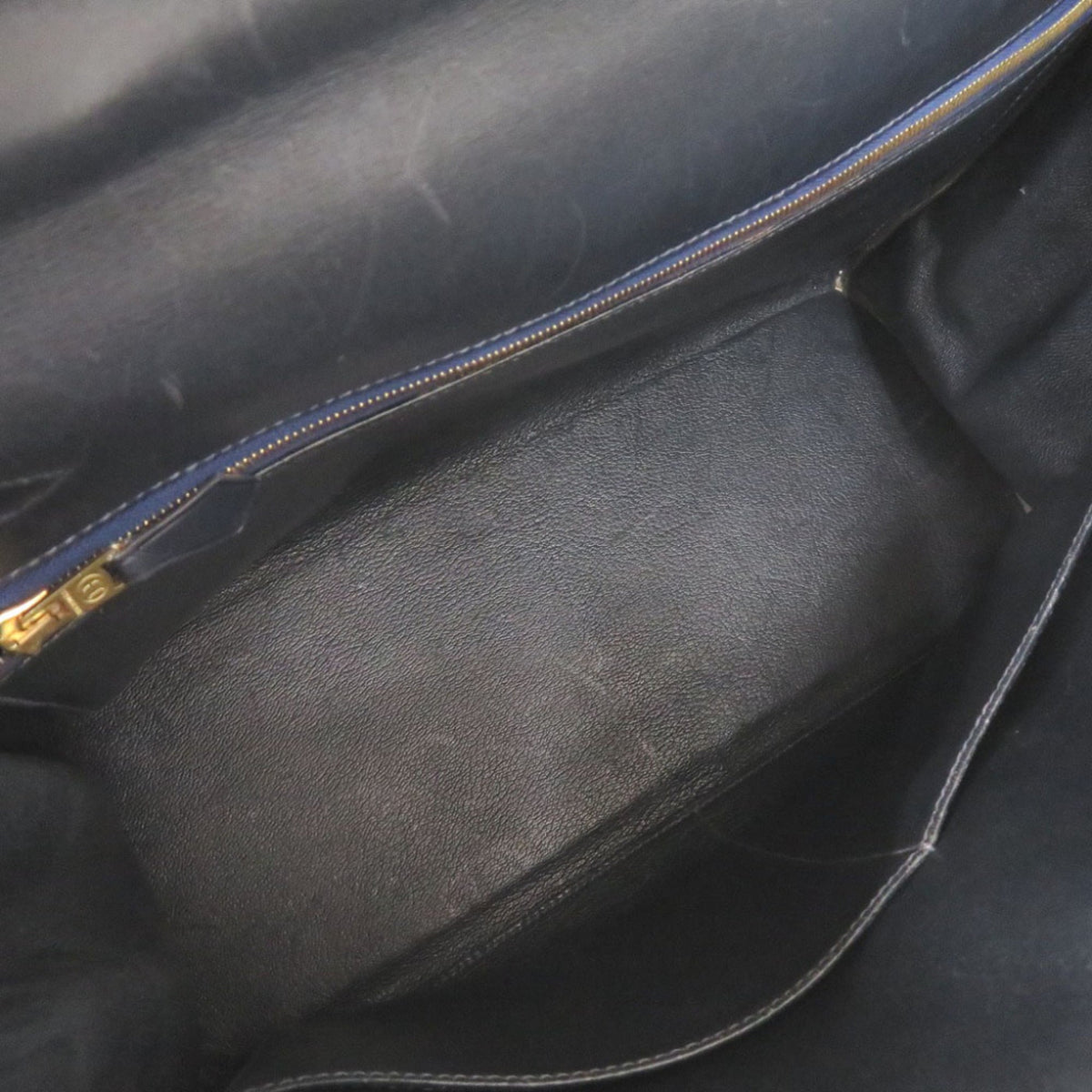 Hermes Navy Box Calf Leather Handbag (Pre-Owned)