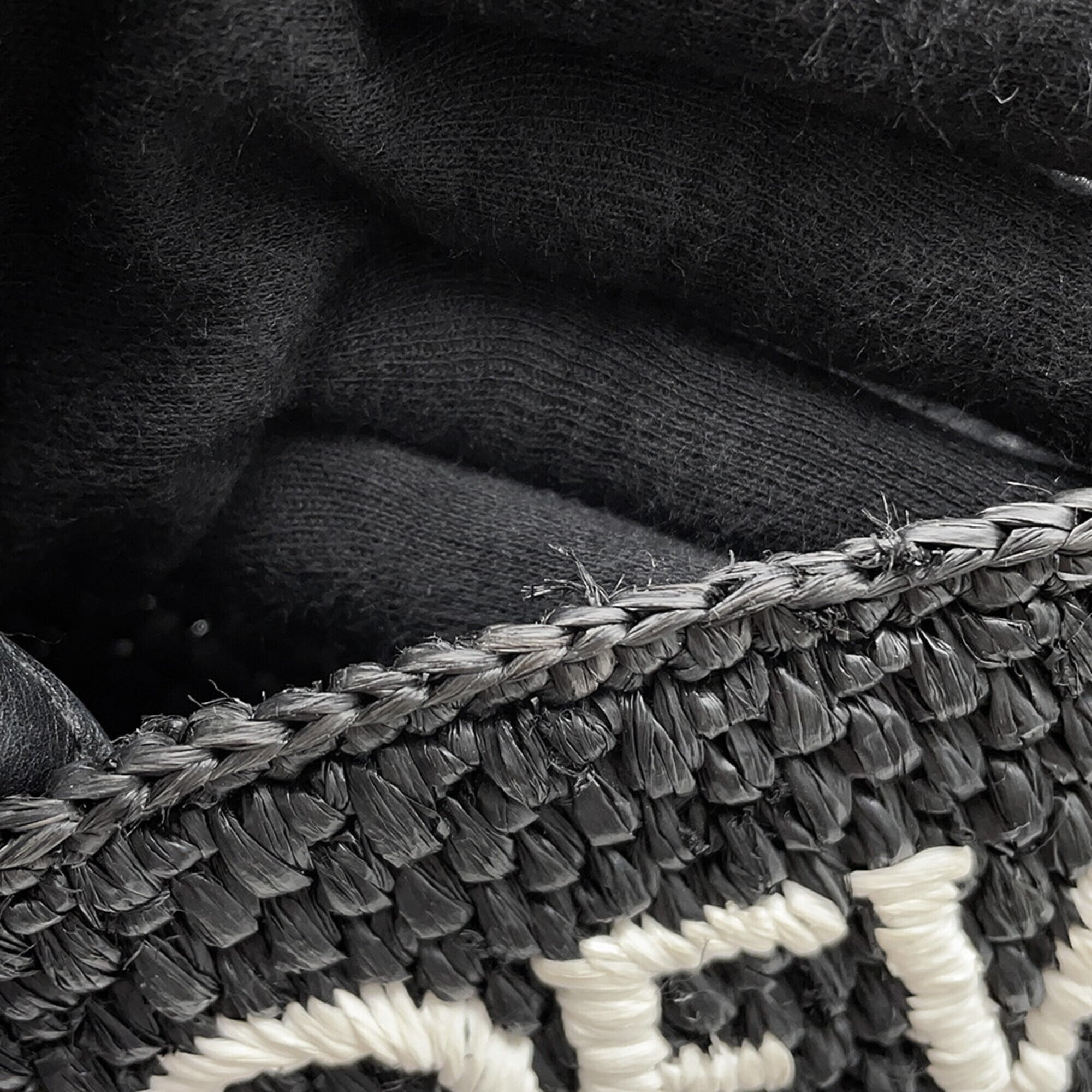 Loewe Black White Raffia Leather Handbag Shoulder Bag (Pre-Owned)